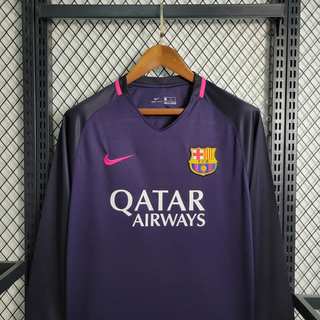AlphaJersey-Retro Barcelona 16-17 Away Stadium Long Sleeve Jersey
