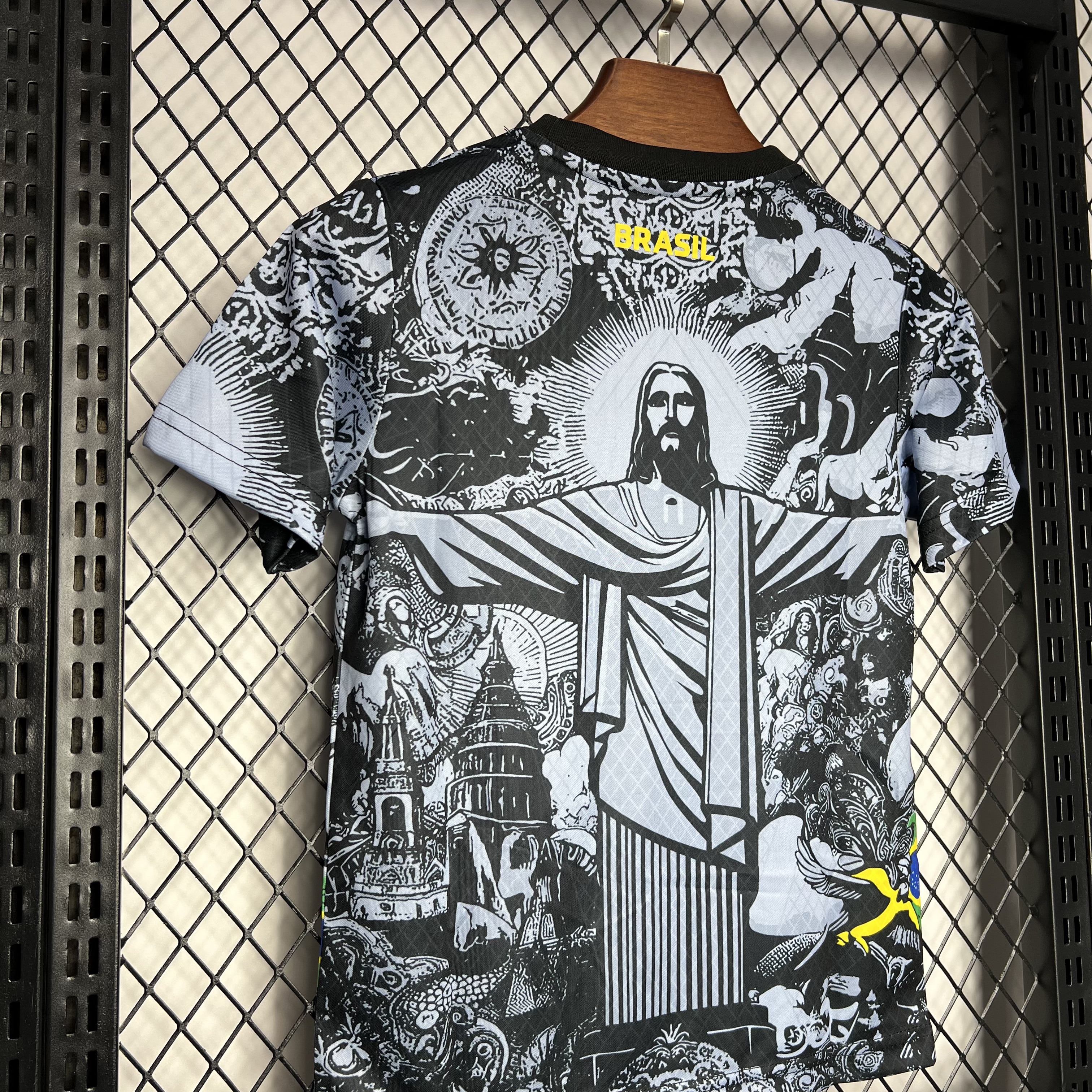 AlphaJersey-Brazil 2024 Christ the Redeemer Statue Kids Kit - Black