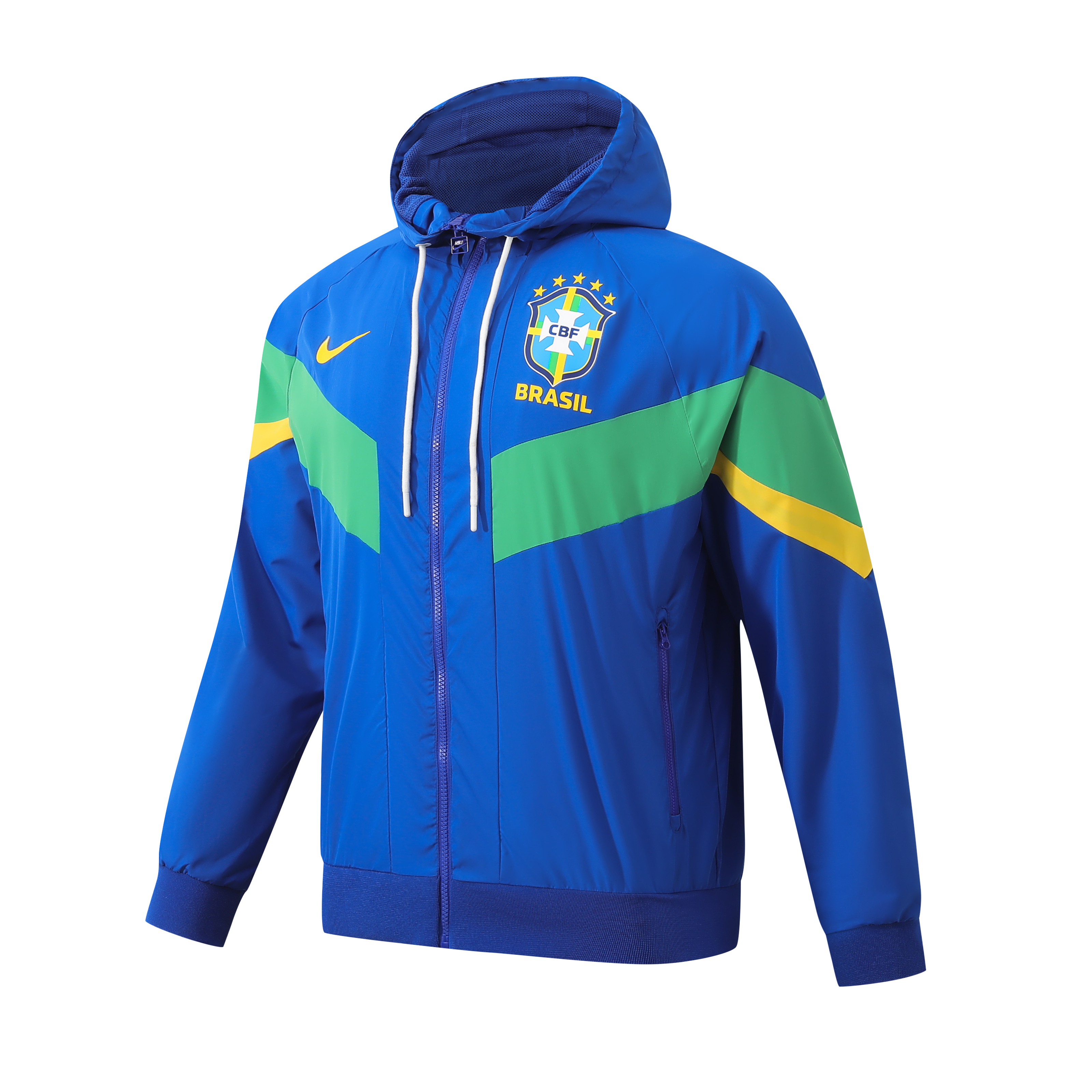 AlphaJersey-Brazil 2024 National Team Anthem Blue Hooded Windbreaker - Player Version