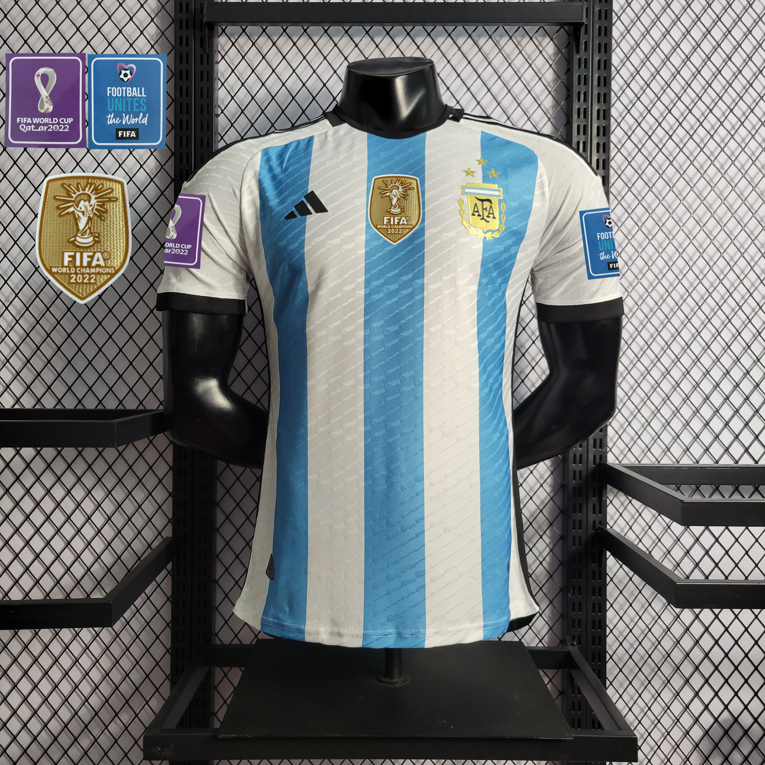 AlphaJersey-Argentina 3 Stars 22-23 Home Stadium Jersey - Player Version ( with 2022 World Champions Patch )