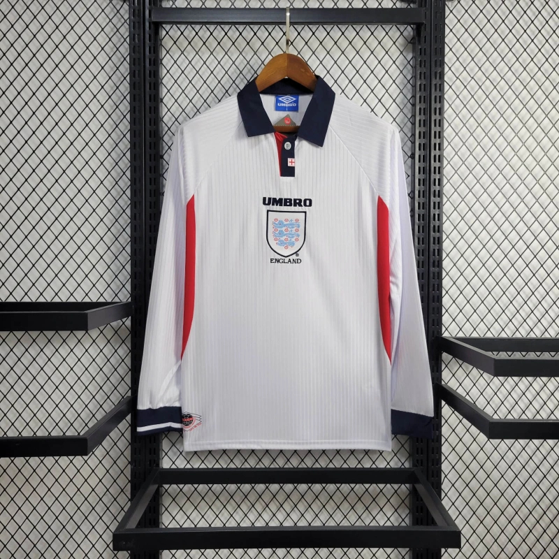 AlphaJersey-Retro England 1998 Home Stadium Long Sleeve Jersey