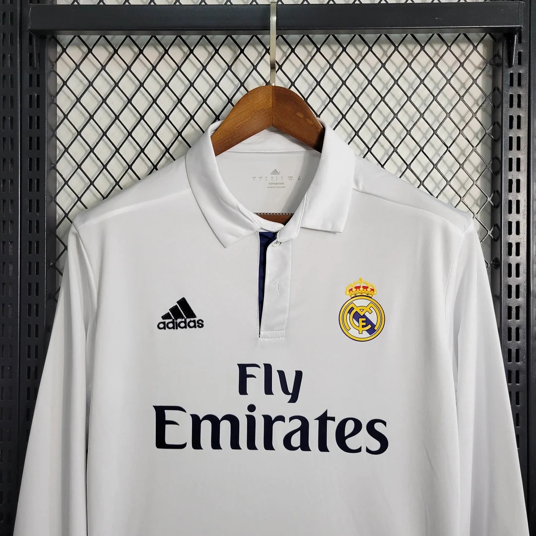AlphaJersey-Retro Real Madrid 16-17 Home Long Sleeve Jersey