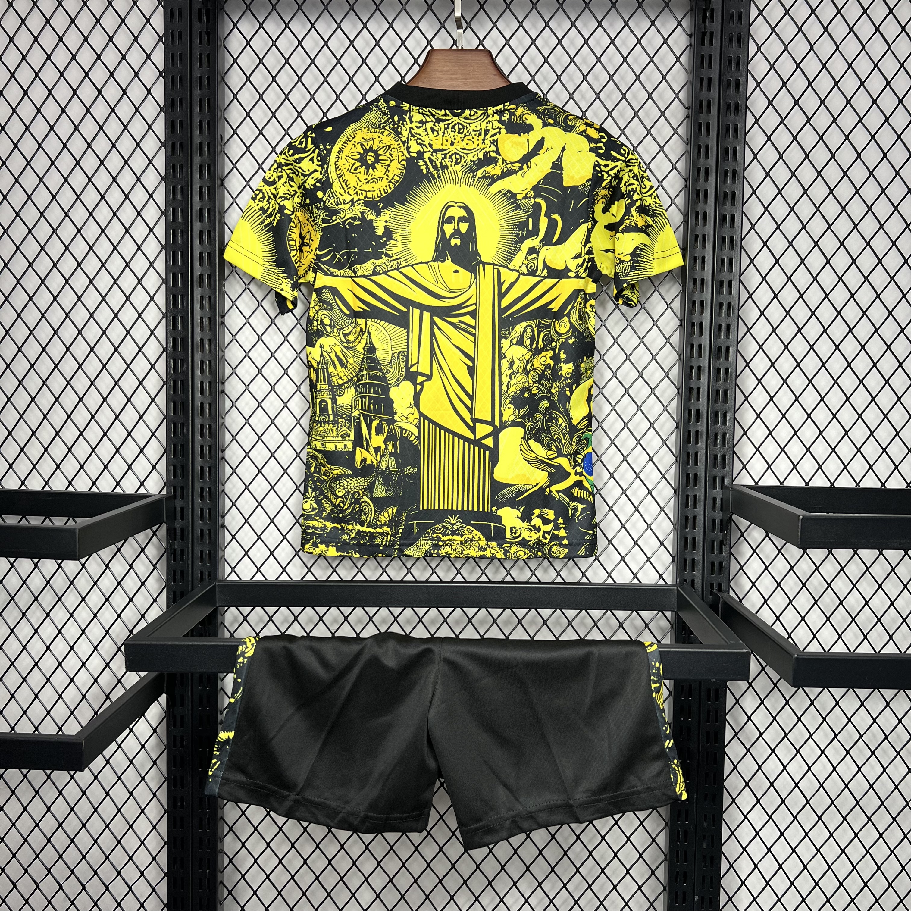 AlphaJersey-Brazil 2024 Christ the Redeemer Statue Kids Kit - Yellow