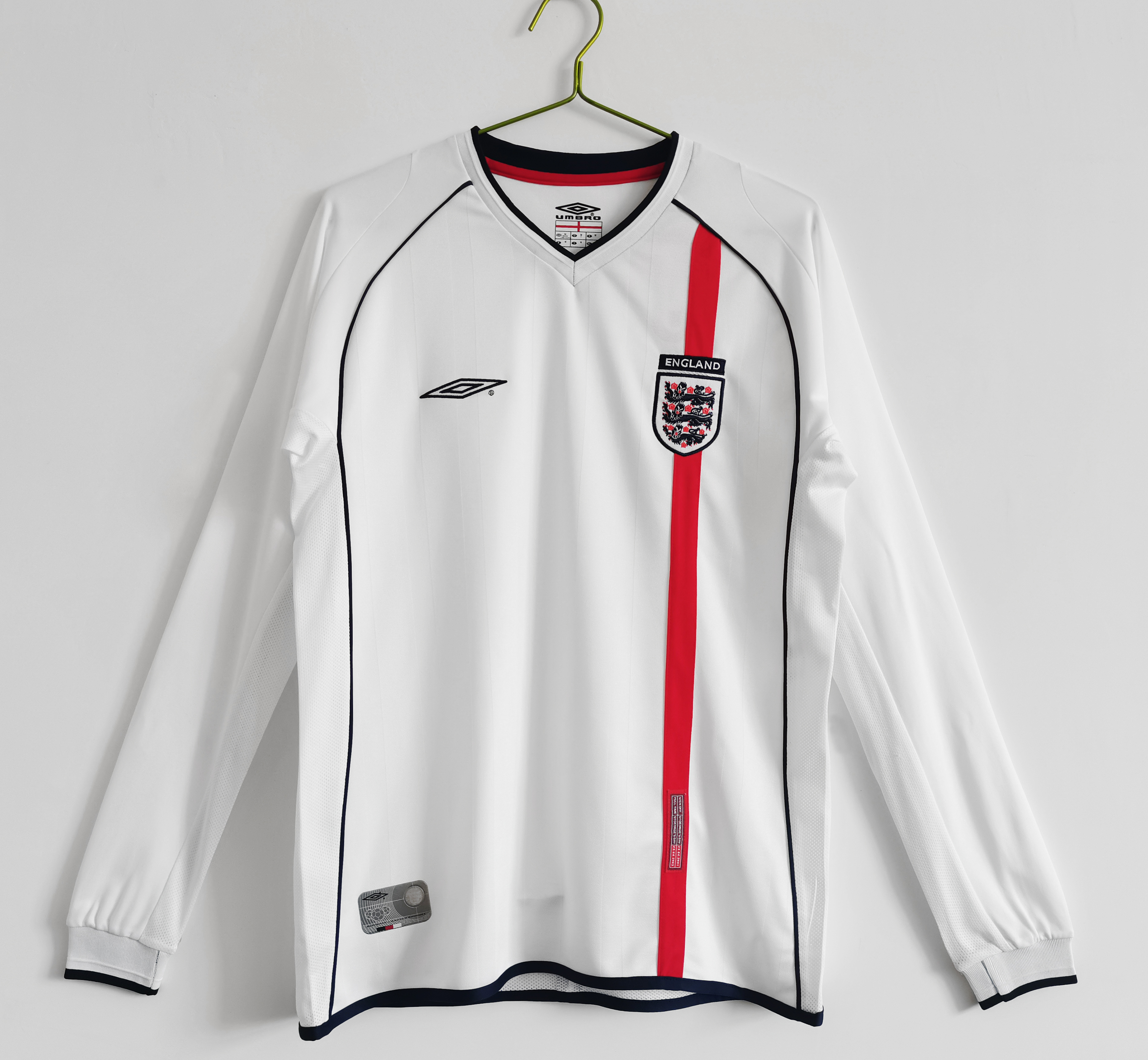 AlphaJersey-Retro England 2002 Home Stadium Long Sleeve Jersey