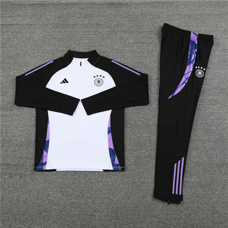 AlphaJersey-Germany 2024 Long Sleeve Training Set - White With Black