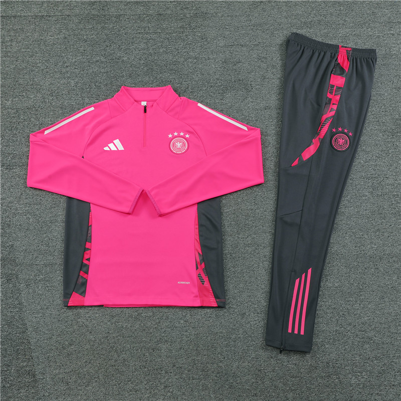 AlphaJersey-Germany 2024 Long Sleeve Training Set - Pink With Gray