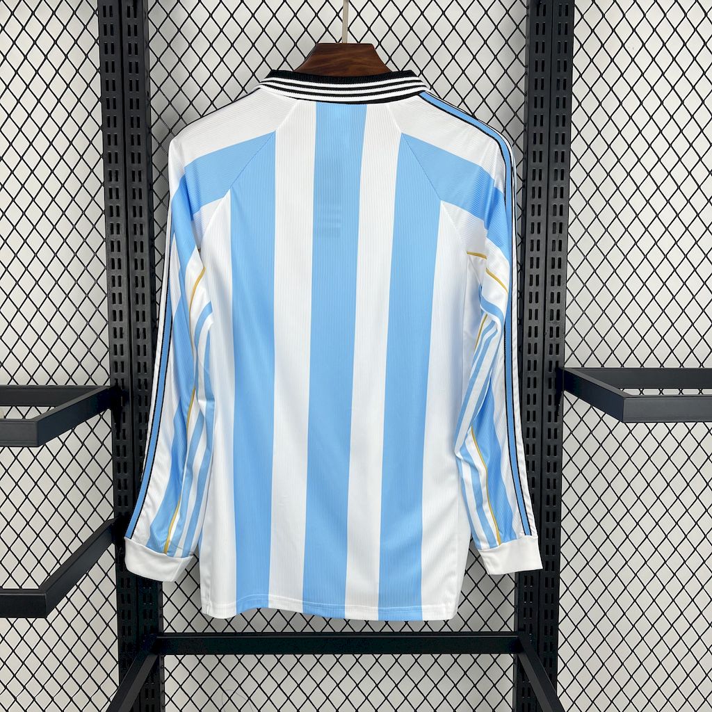 AlphaJersey-Retro Argentina 1998 Home Long Sleeves Jersey