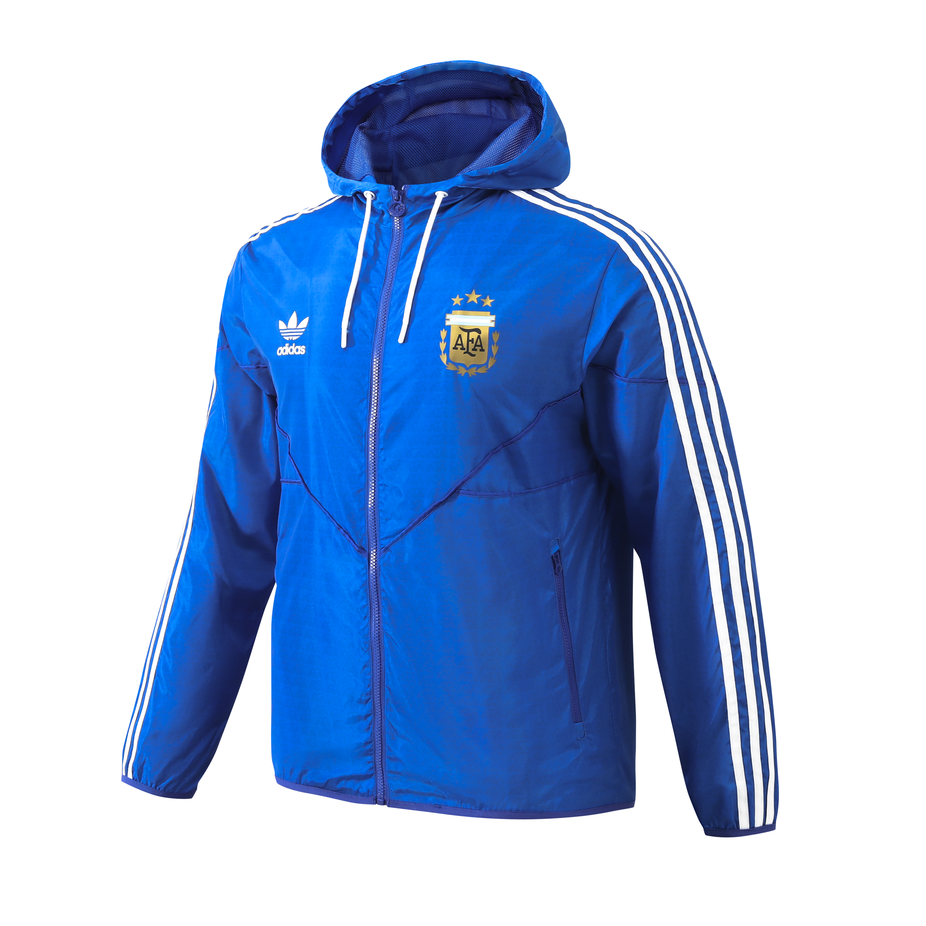 AlphaJersey-Argentine 2024 Vintage Style Blue Hooded Windbreaker - Player Version