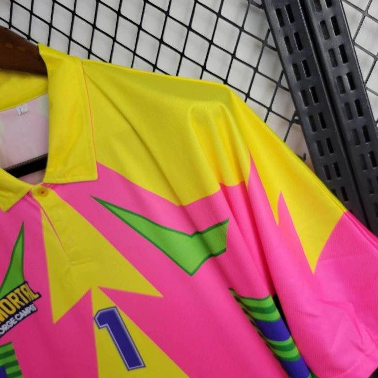 AlphaJersey-Retro Mexico 1998 World Cup Goalkeeper Pink Yellow Jersey