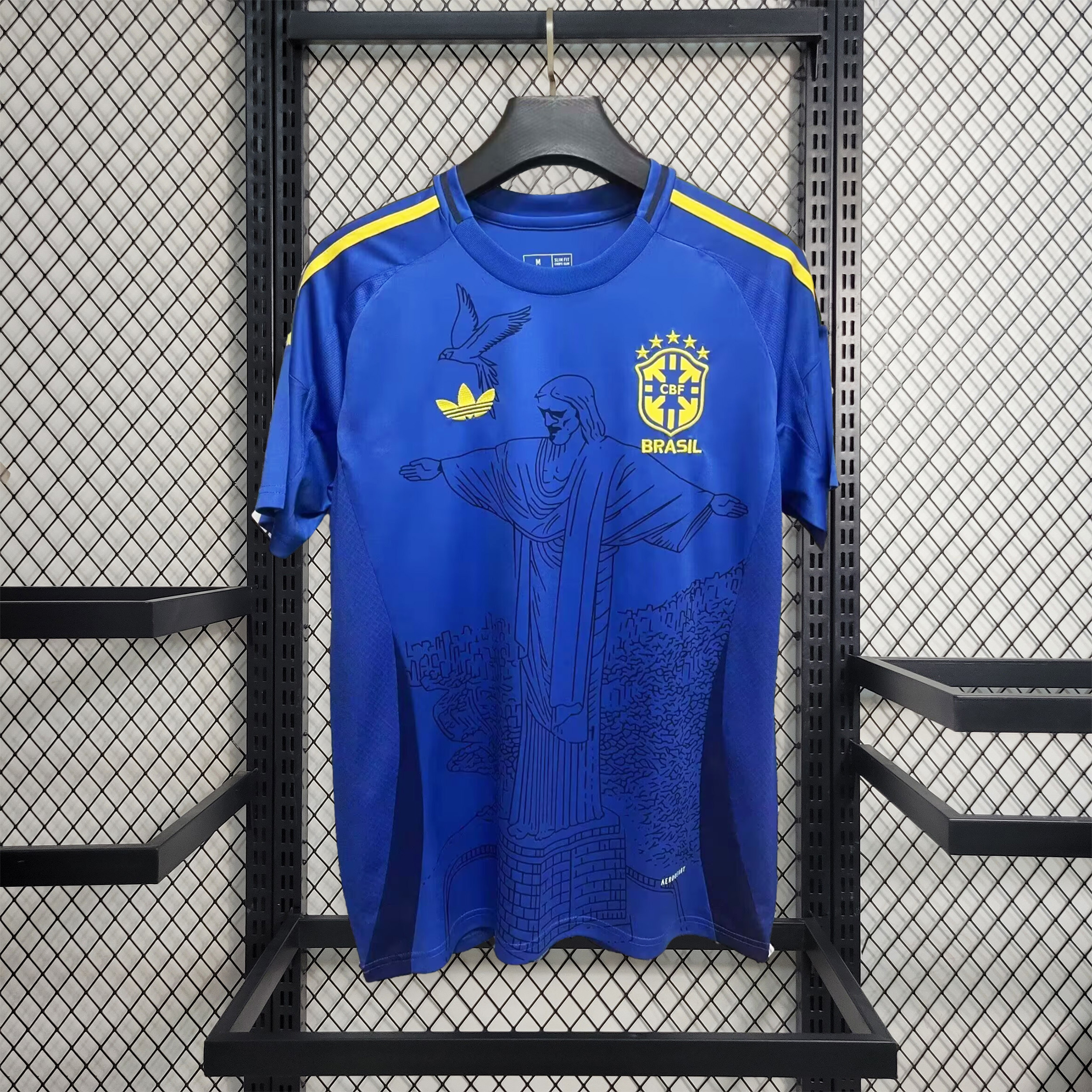 AlphaJersey-Brazil 2024 Blue Christ the Redeemer Statue Vintage Originals Tee