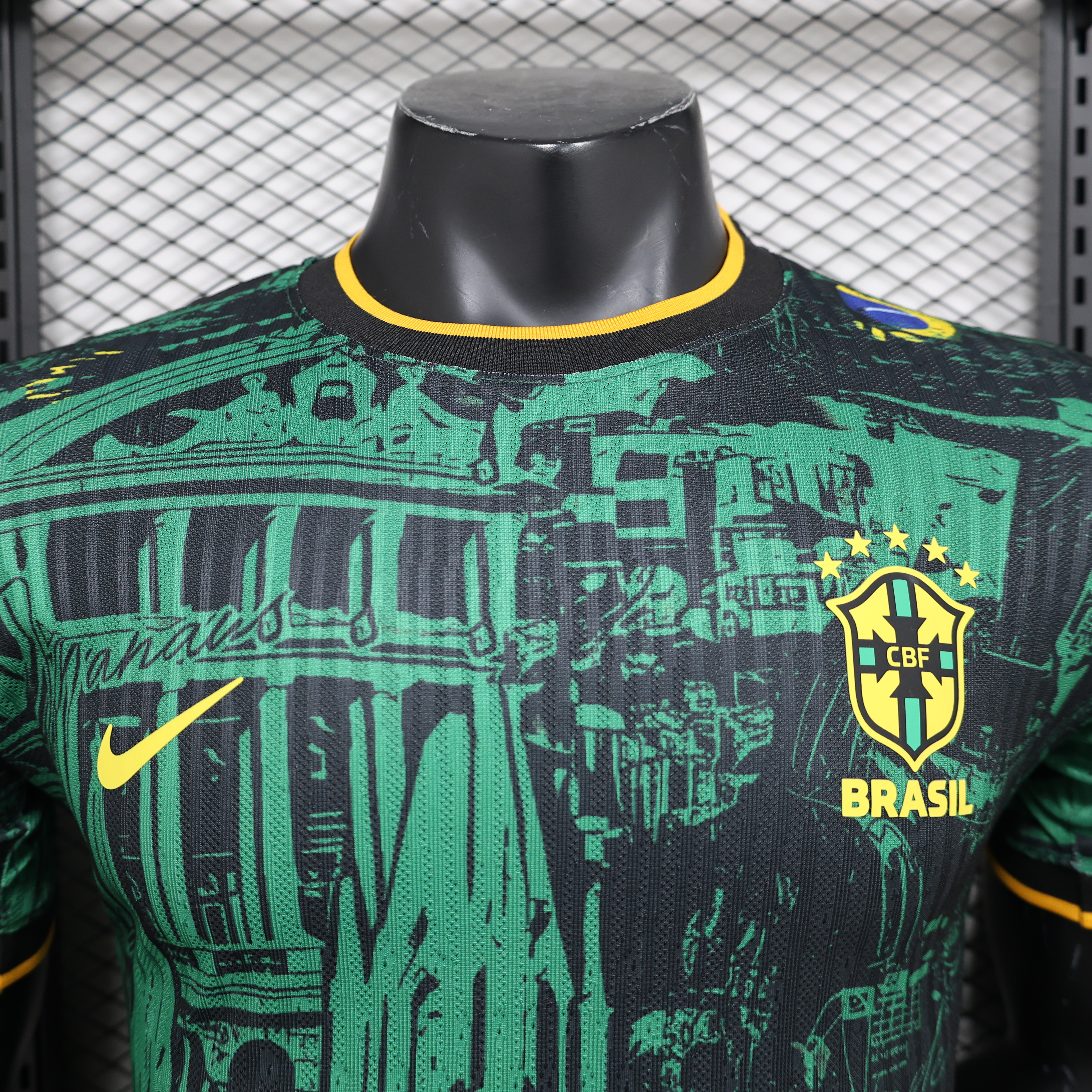 AlphaJersey-Brazil 2024 Black and Green Church Jersey - Player Version
