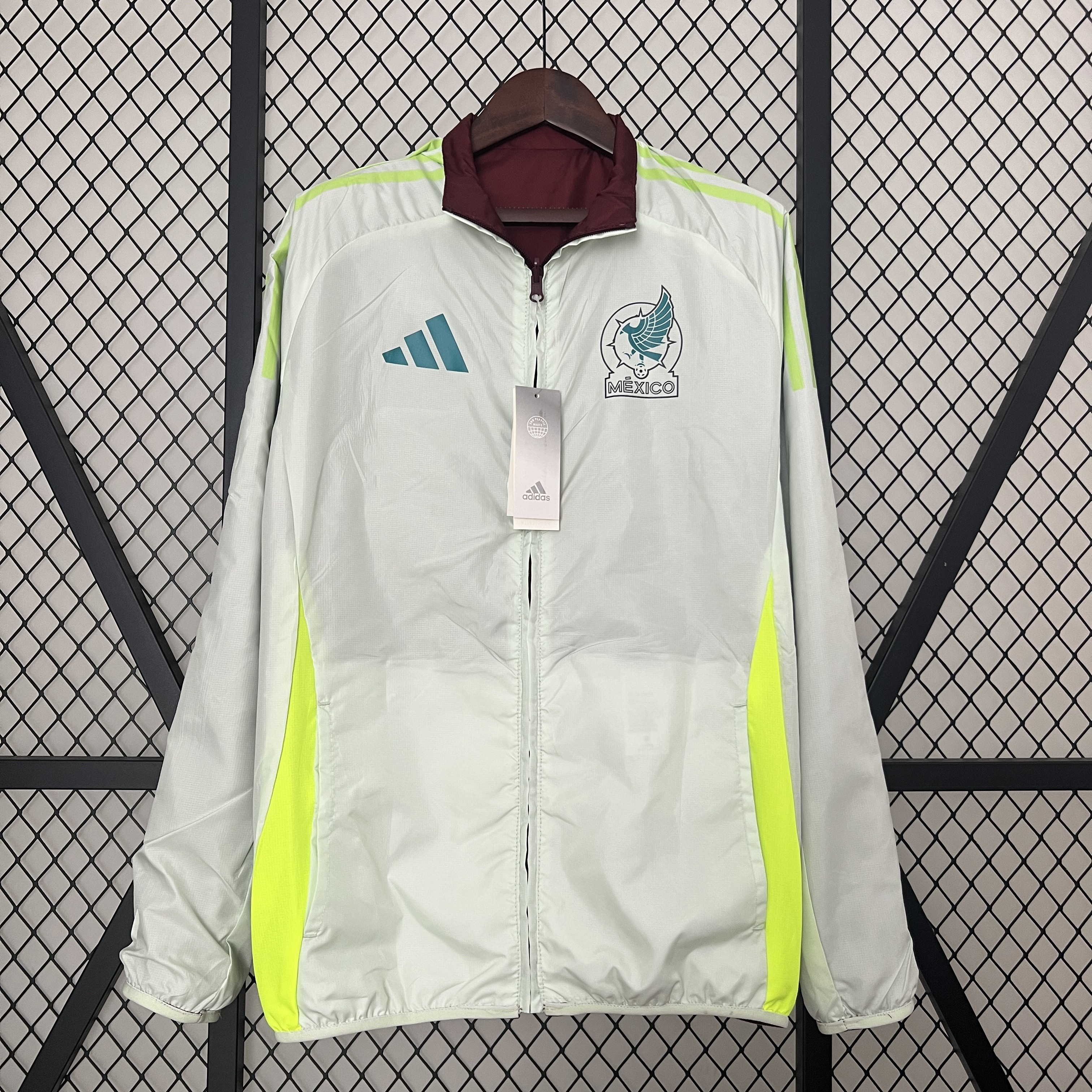 AlphaJersey-Mexico 2024 Double Sided Reversible Windbreaker - Red & Grey