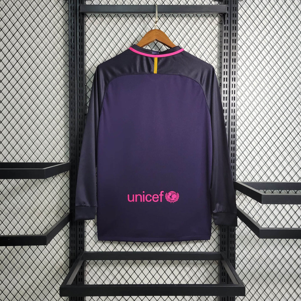 AlphaJersey-Retro Barcelona 16-17 Away Stadium Long Sleeve Jersey