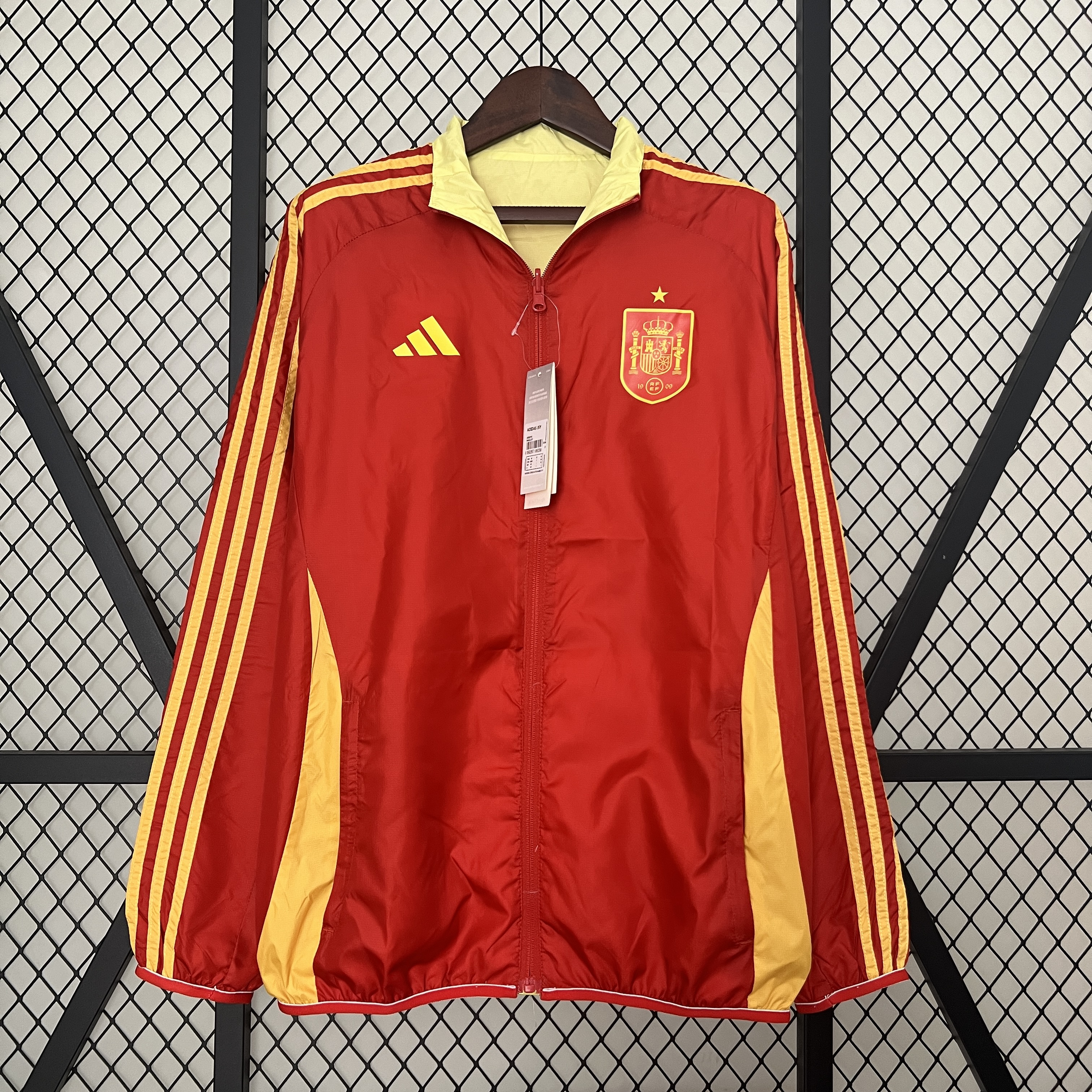 AlphaJersey-Spain 2024 Double Sided Reversible Windbreaker - Red & Yellow
