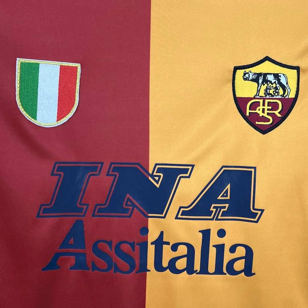 AlphaJersey-Retro Roma 2001-02 Home Long Sleeves Jersey