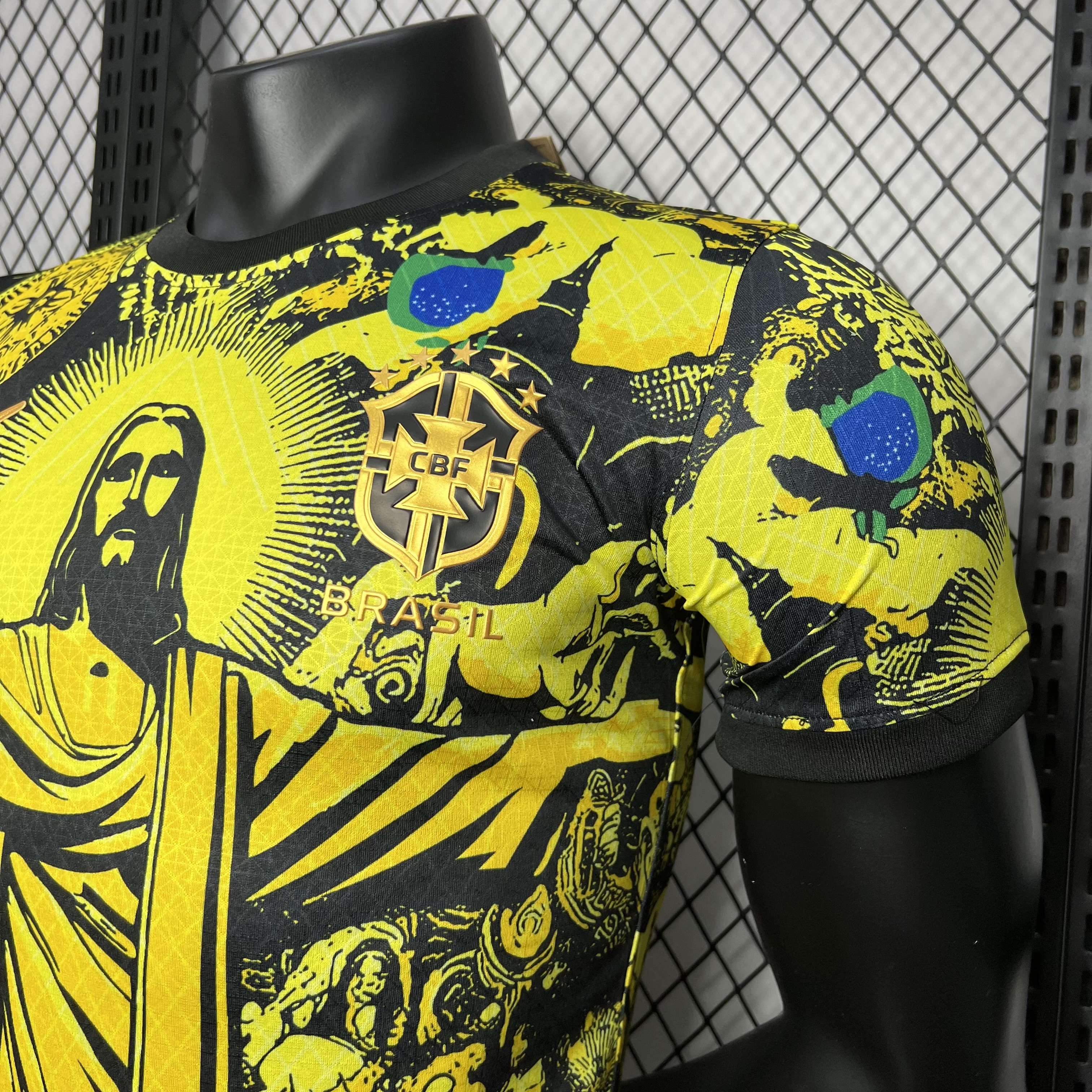 AlphaJersey-Brazil 2024 Yellow Christ the Redeemer Statue Jersey - Player Version