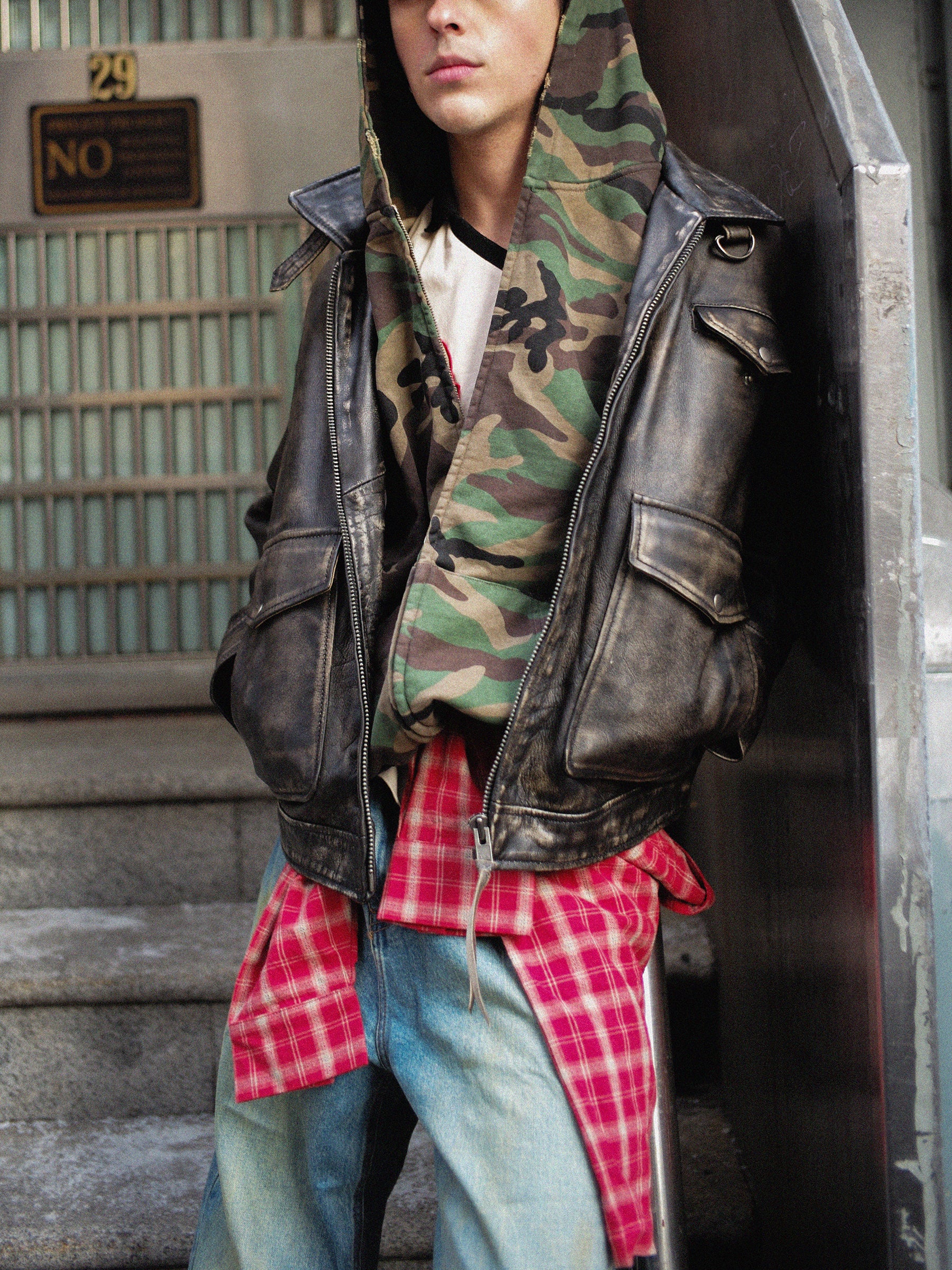Washed Camouflage Zip Hoodie | Modern Menswear by yycbvcnbmmnbm