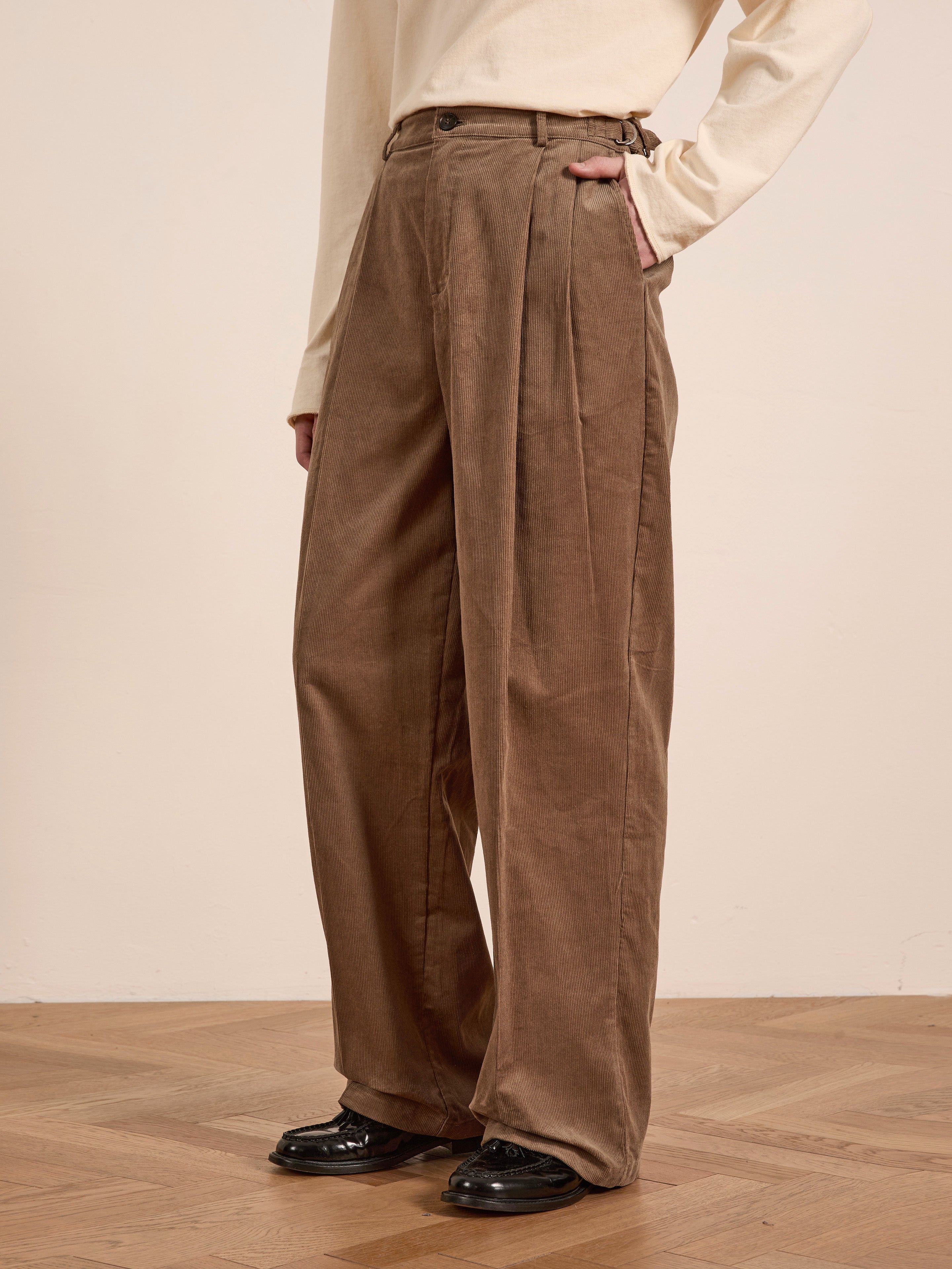 Corduroy Pleated Trousers | Modern Menswear by yycbvcnbmmnbm