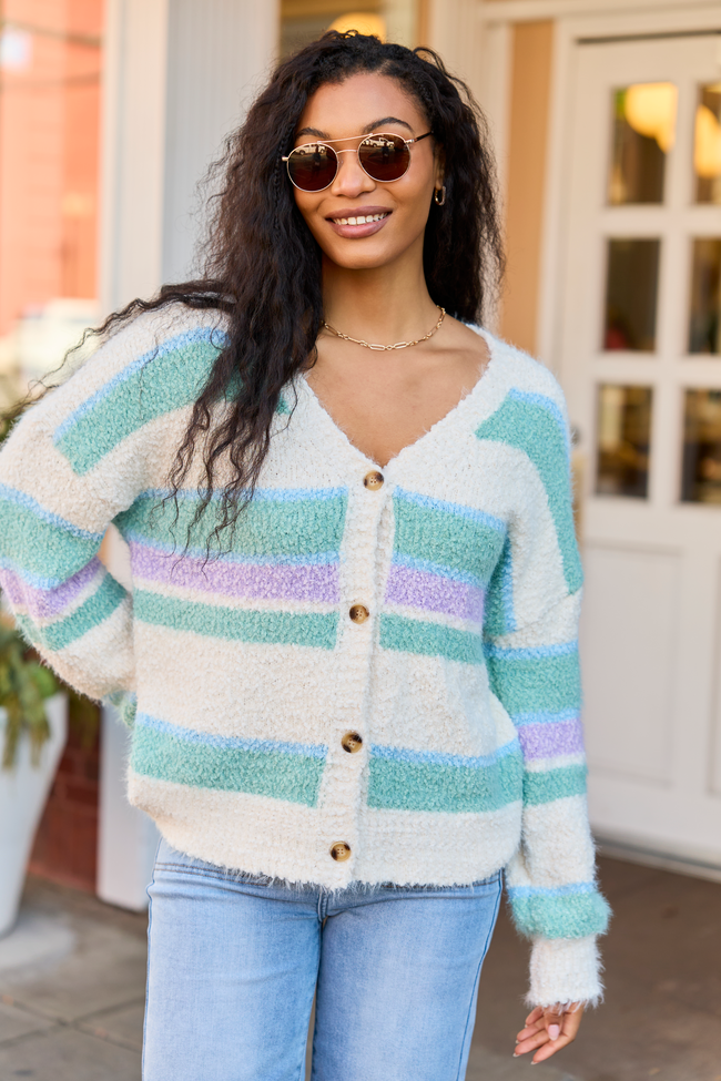 Izzy Pastel Striped Cardigan SALE | Elegant Women's Fashion by coolavocek
