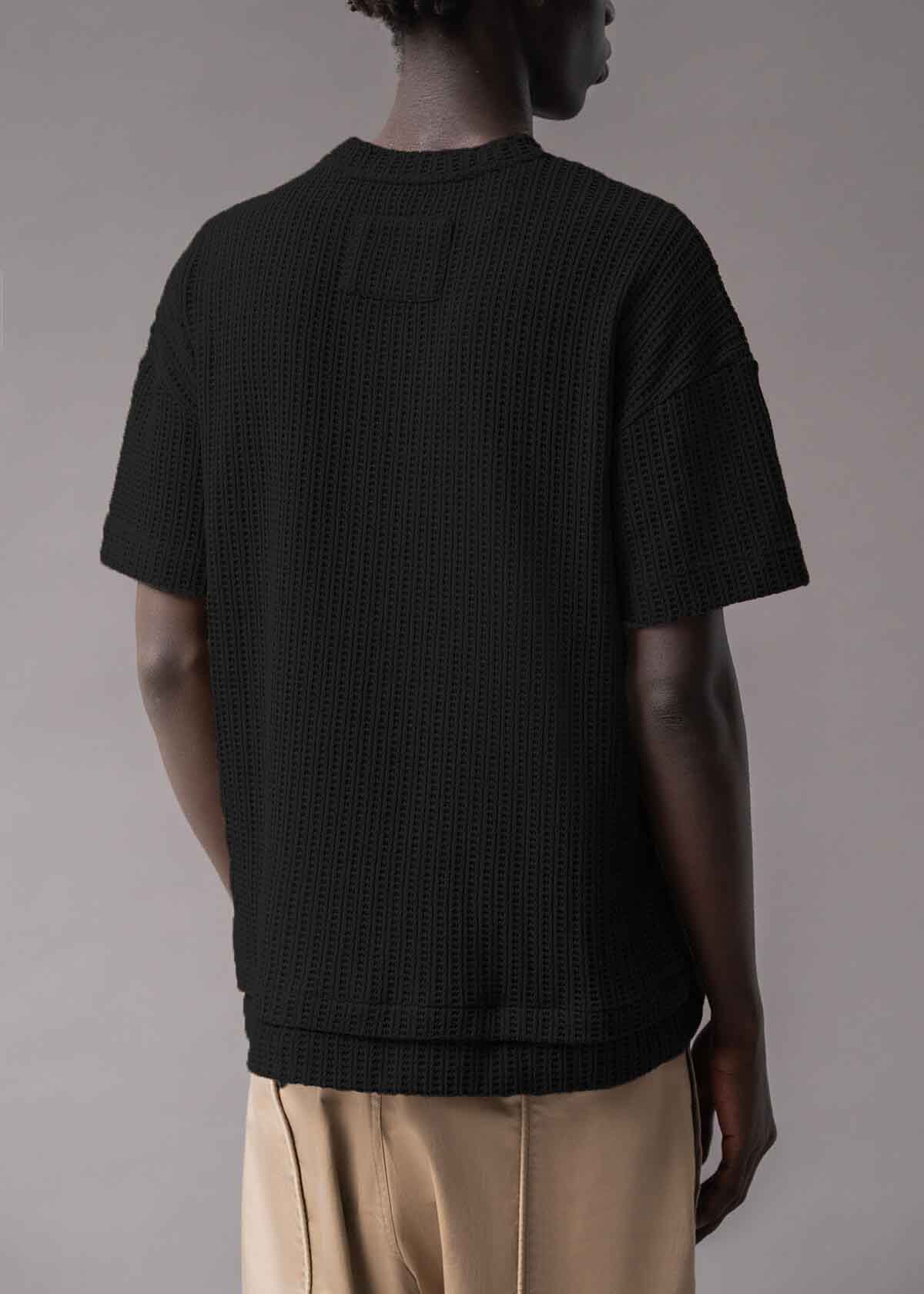 Black Open Weave Crew | Modern Menswear by yycbvcnbmmnbm