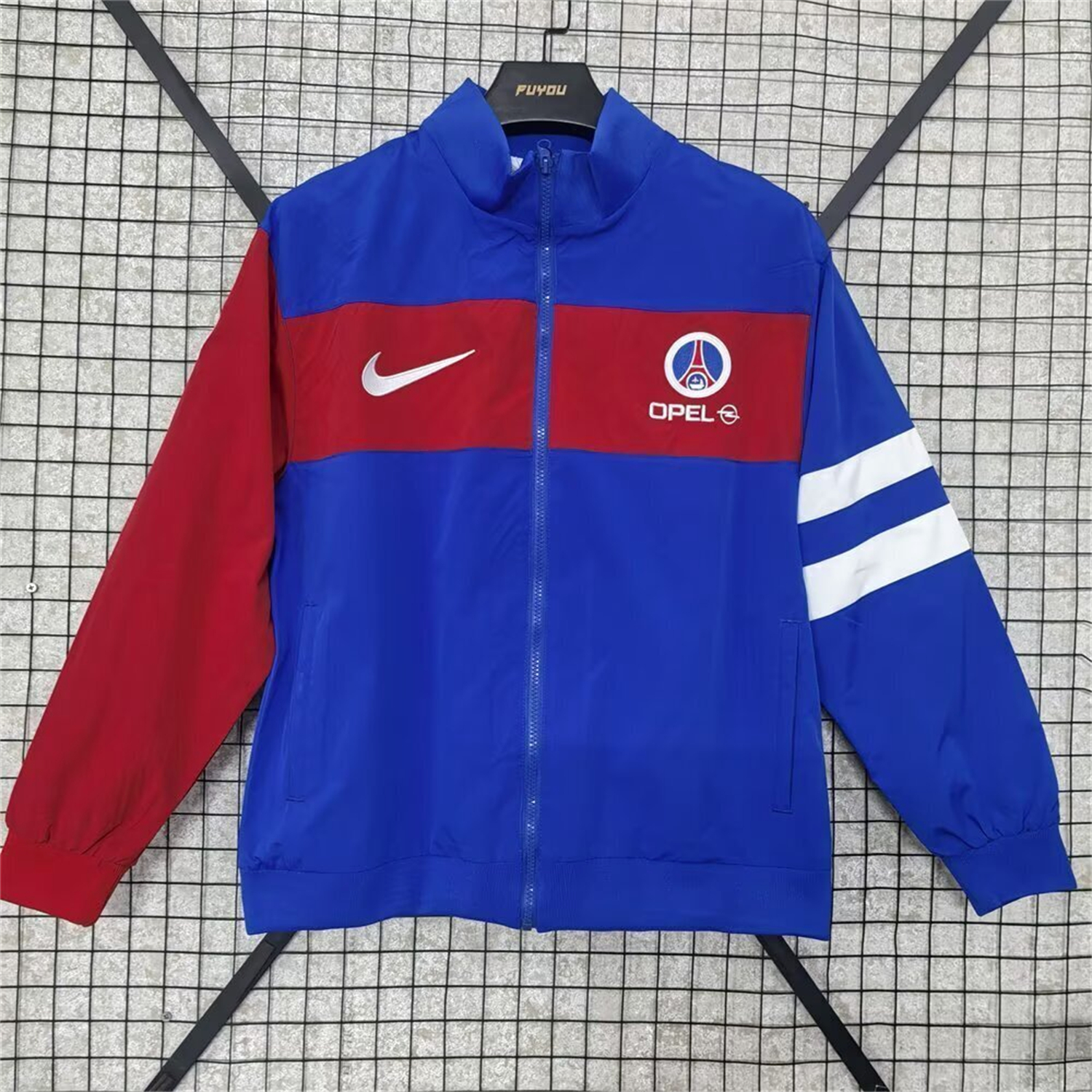 AlphaJersey-Retro Paris Saint-Germain PSG 1996-97 Red Blue Windbreaker Jacket