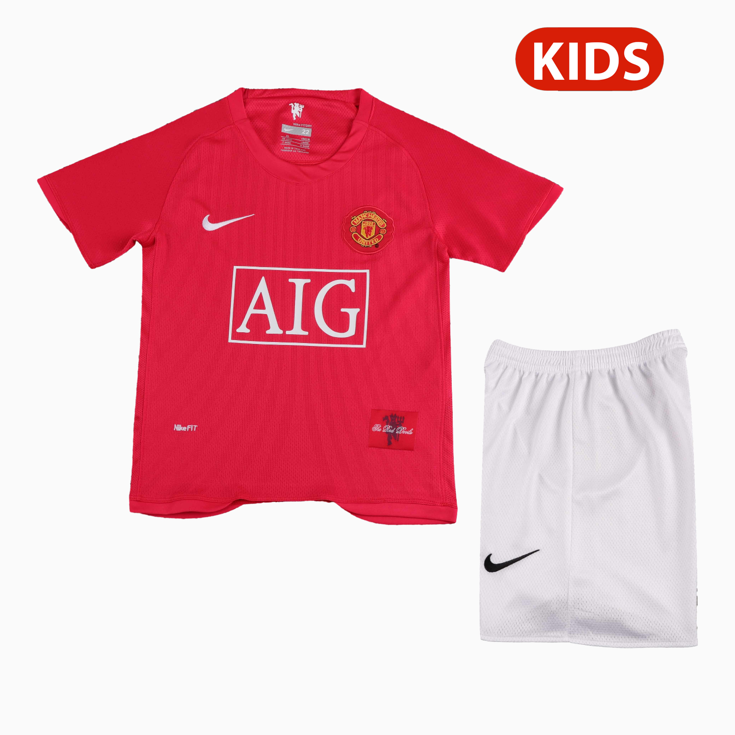 AlphaJersey-Retro Manchester United 2007-08 Home Kids Kit