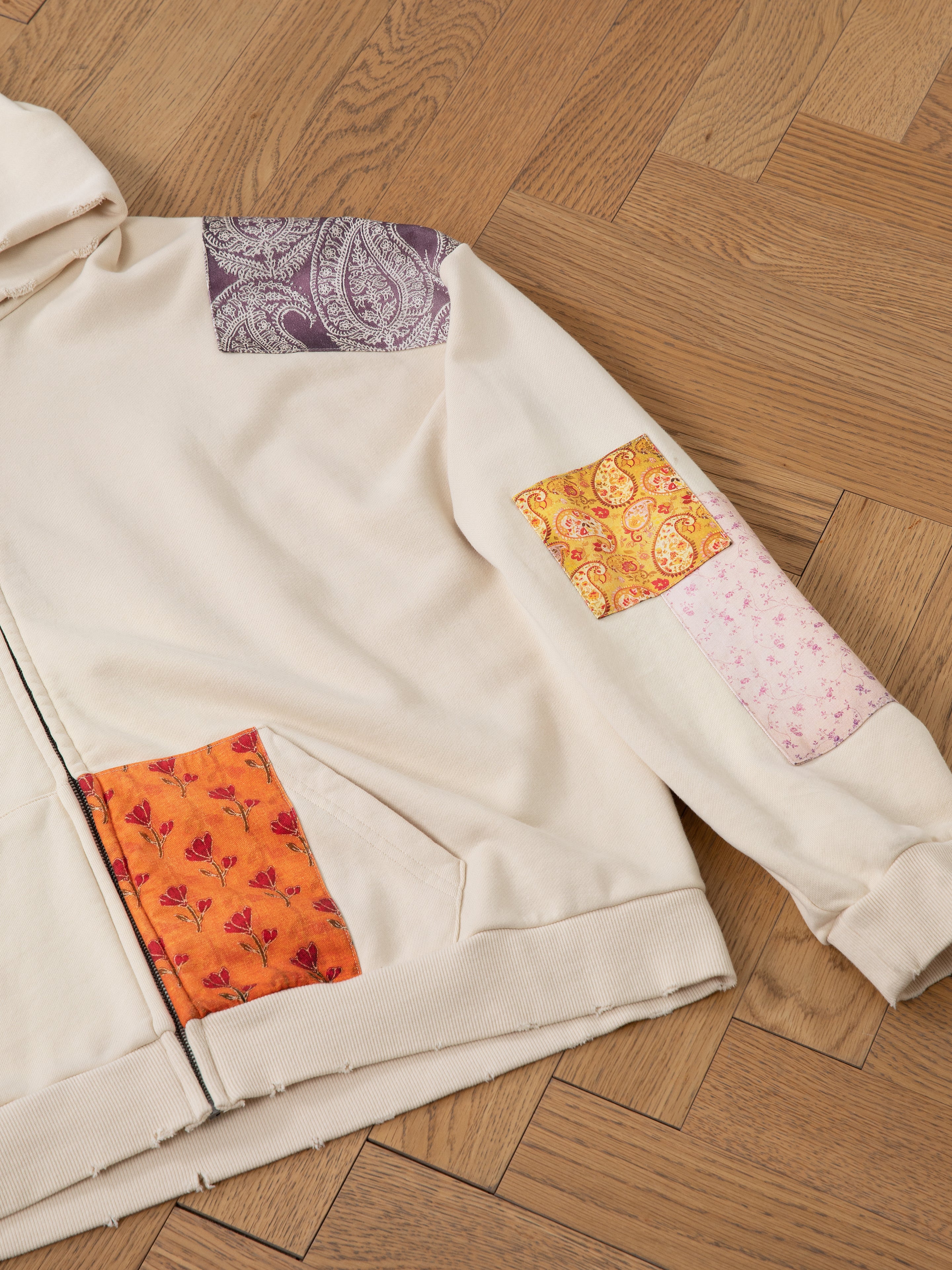 Tapestry Patchwork Zip Up Hoodie | Modern Menswear by yycbvcnbmmnbm