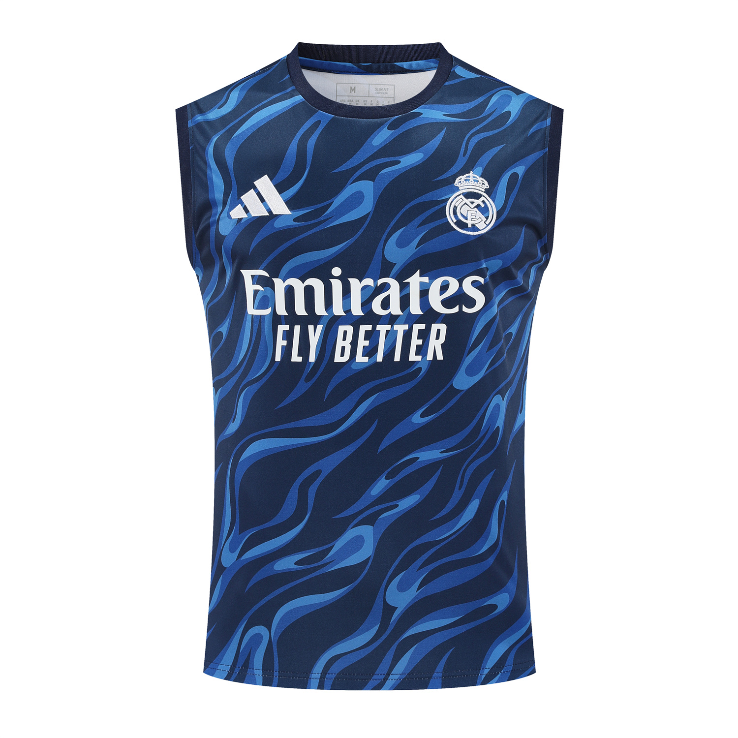 AlphaJersey-Real Madrid 25-26 Vest Training Set - Blue Water Pattern Top & Deep Blue Shorts
