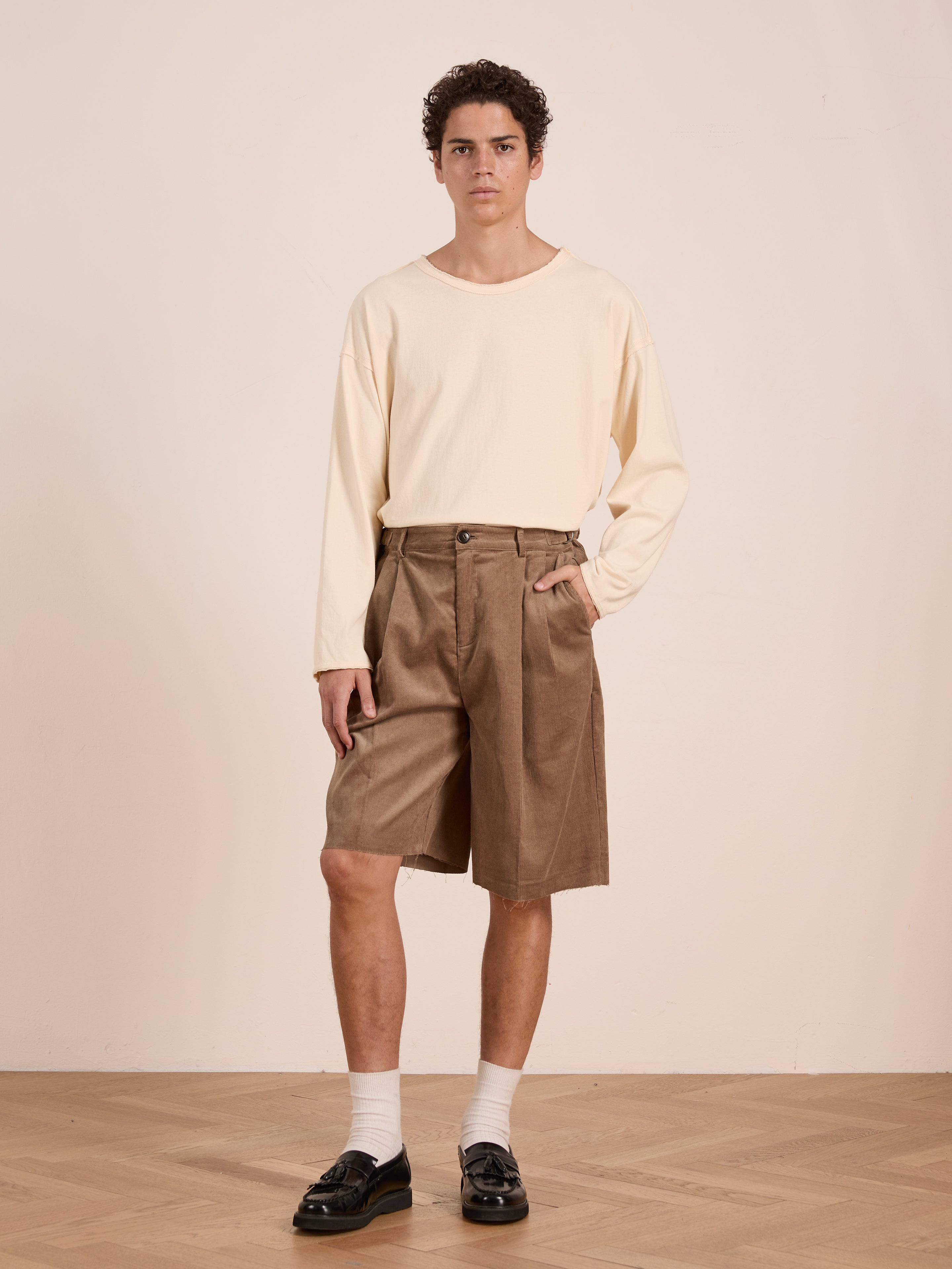 Corduroy Pleated Trouser Shorts | Modern Menswear by yycbvcnbmmnbm