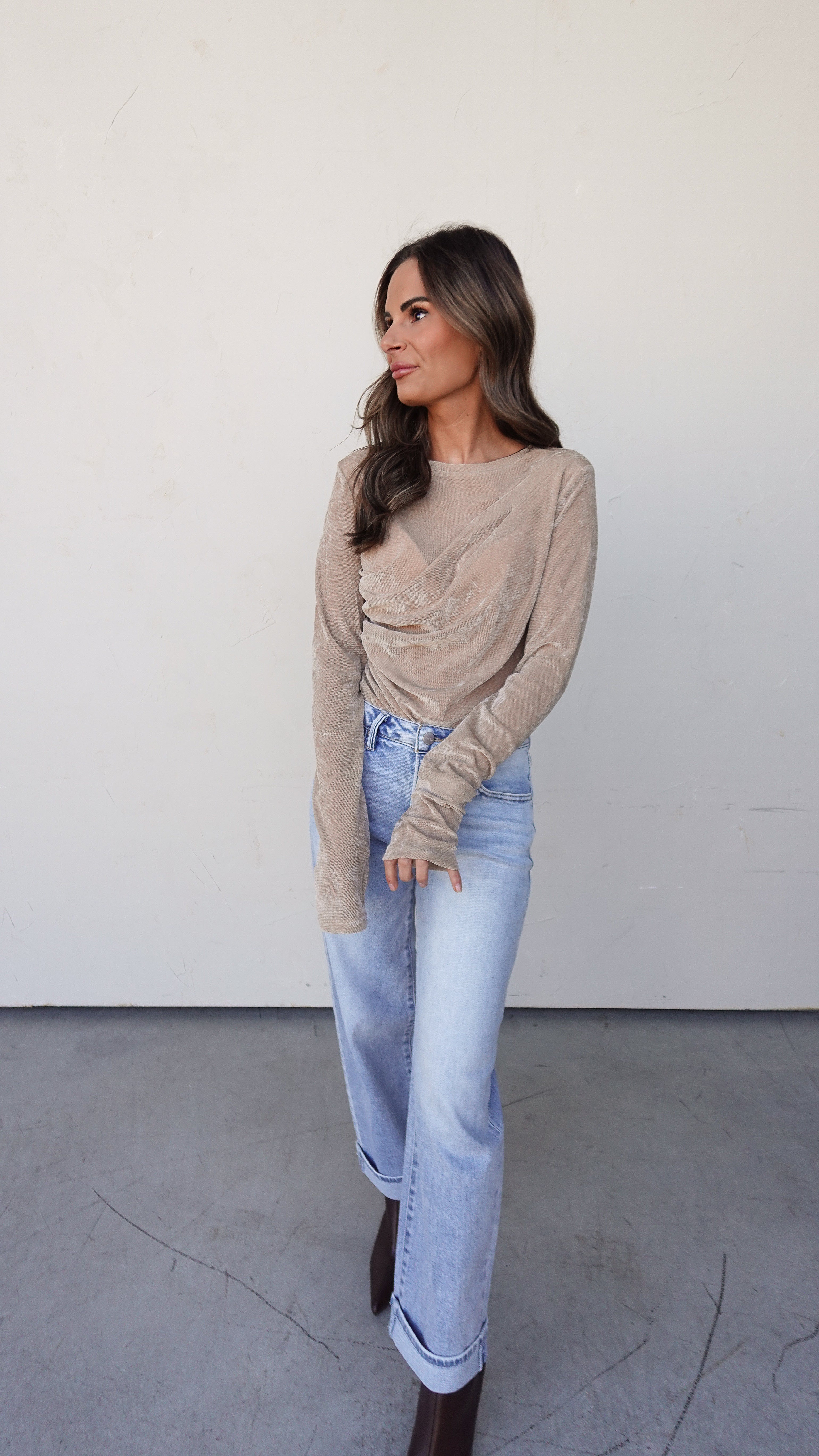 Champagne Velvet Bodysuit | Elegant Women's Fashion by coolavocek
