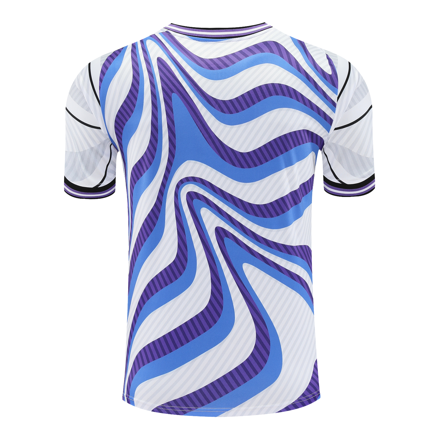 AlphaJersey-Real Madrid 25-26 Short-Sleeve Training Set - Blue Purple Curve Pattern Top & Black Shorts