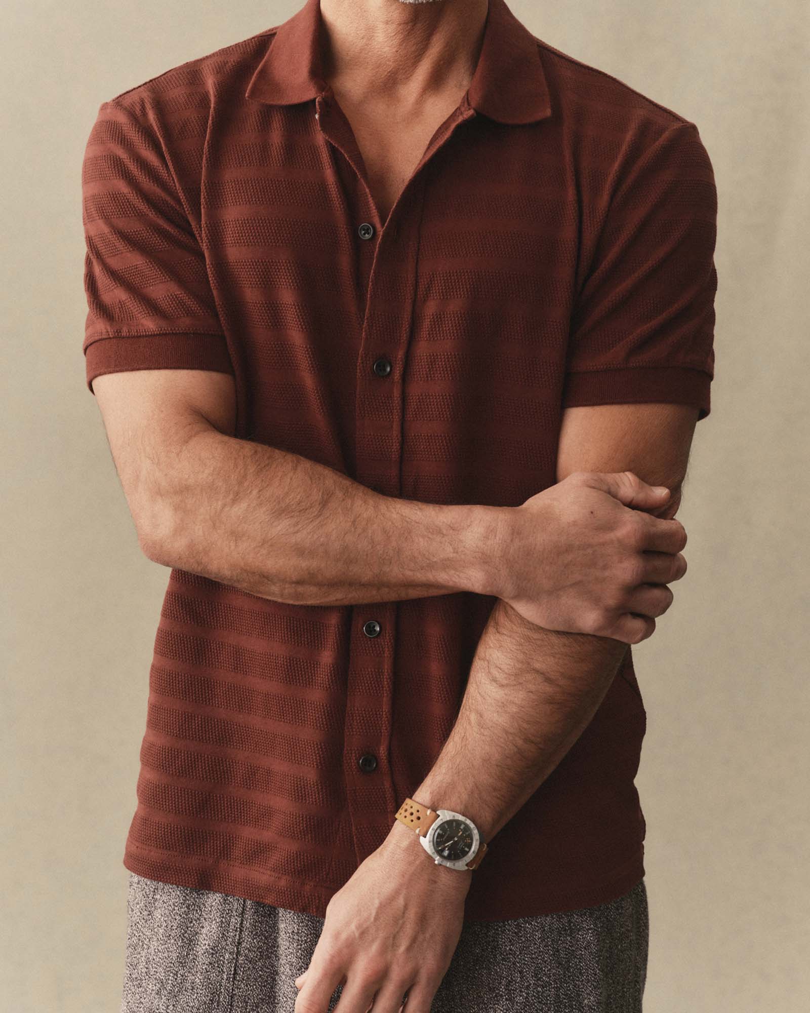 The Bywater Polo in Burgundy Knit Stripe | Modern Menswear by yycbvcnbmmnbm