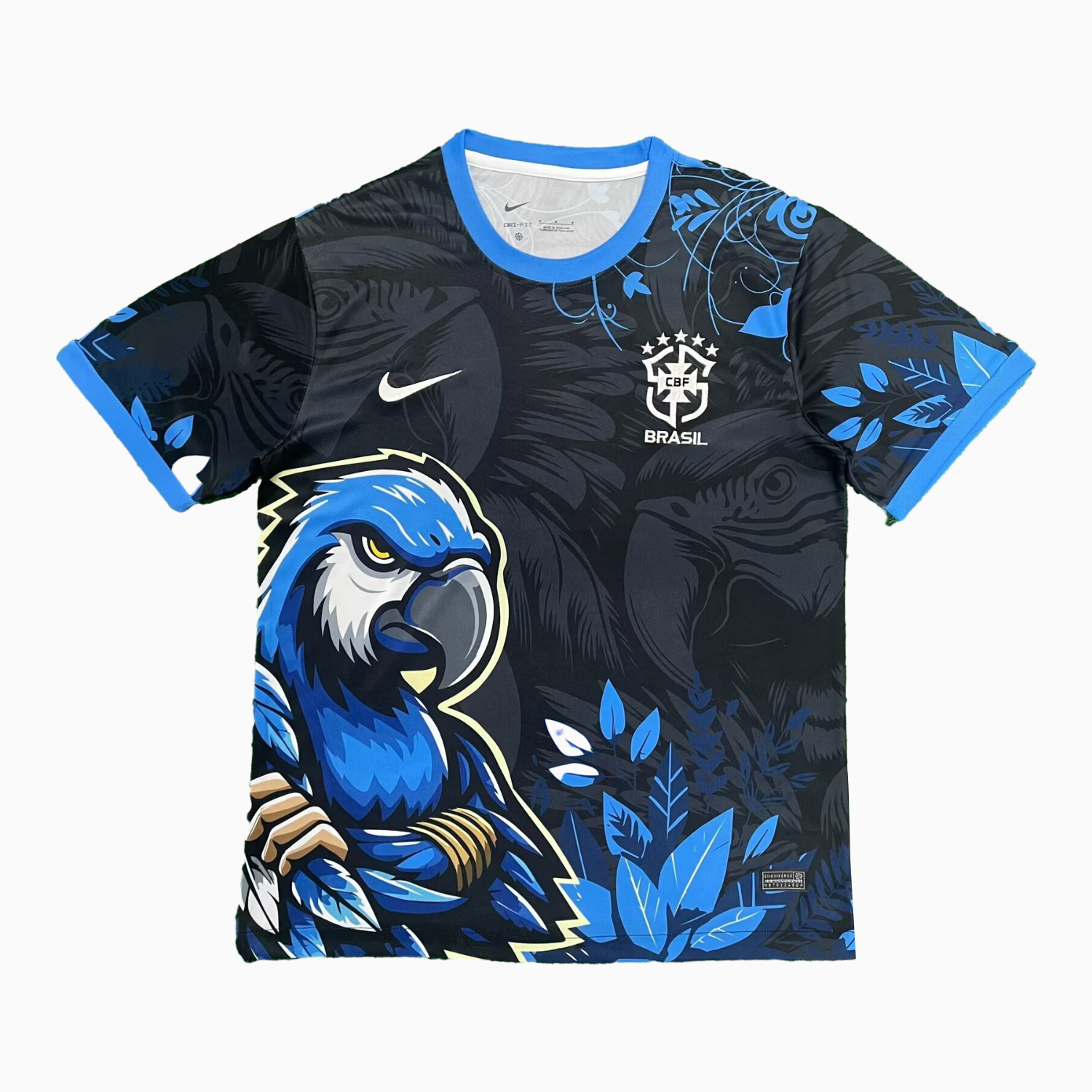 AlphaJersey-Brazil 25-26 Serious Blue Parrot Black Jersey - Fans Version