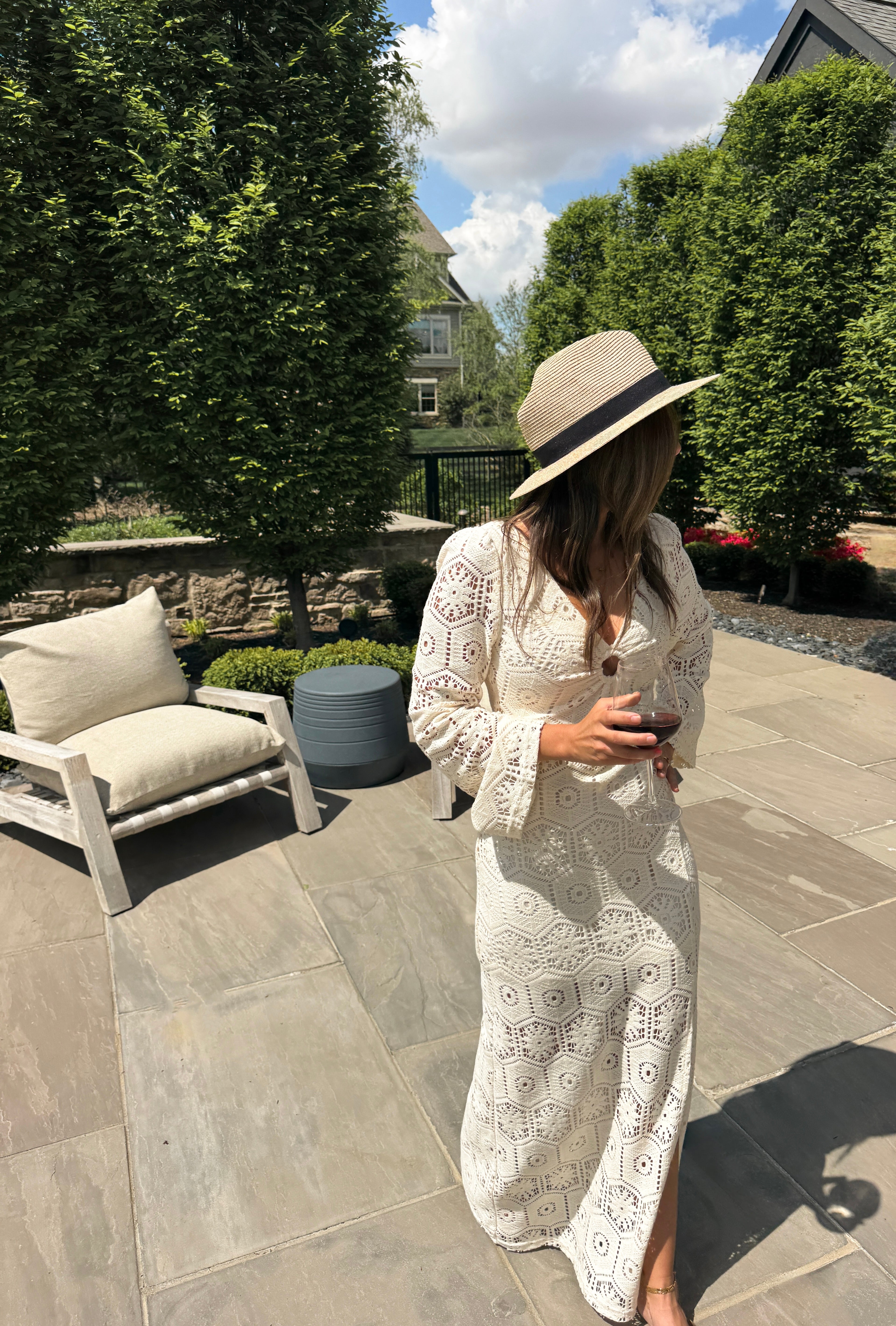 Ivory Crochet Long-Sleeve Maxi Dress | Elegant Women's Fashion by coolavocek