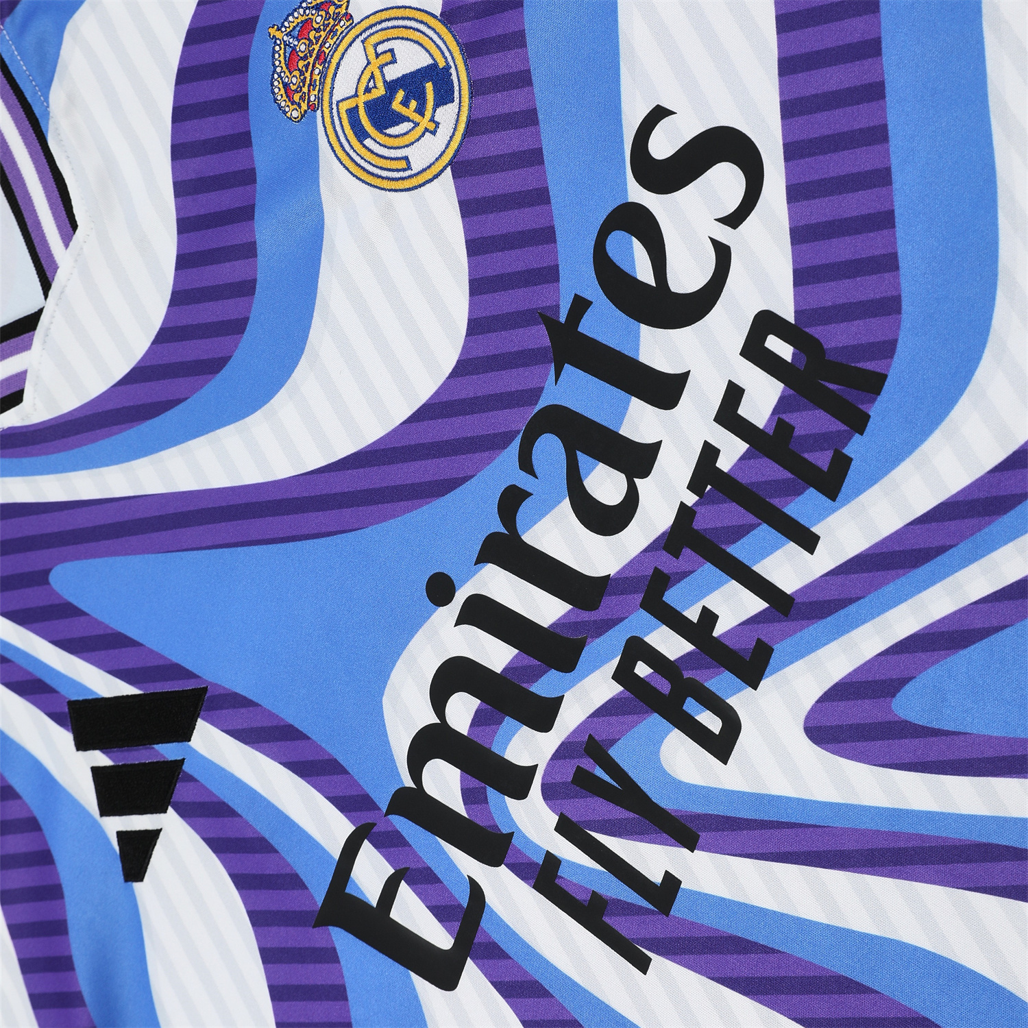 AlphaJersey-Real Madrid 25-26 Short-Sleeve Training Set - Blue Purple Curve Pattern Top & Black Shorts