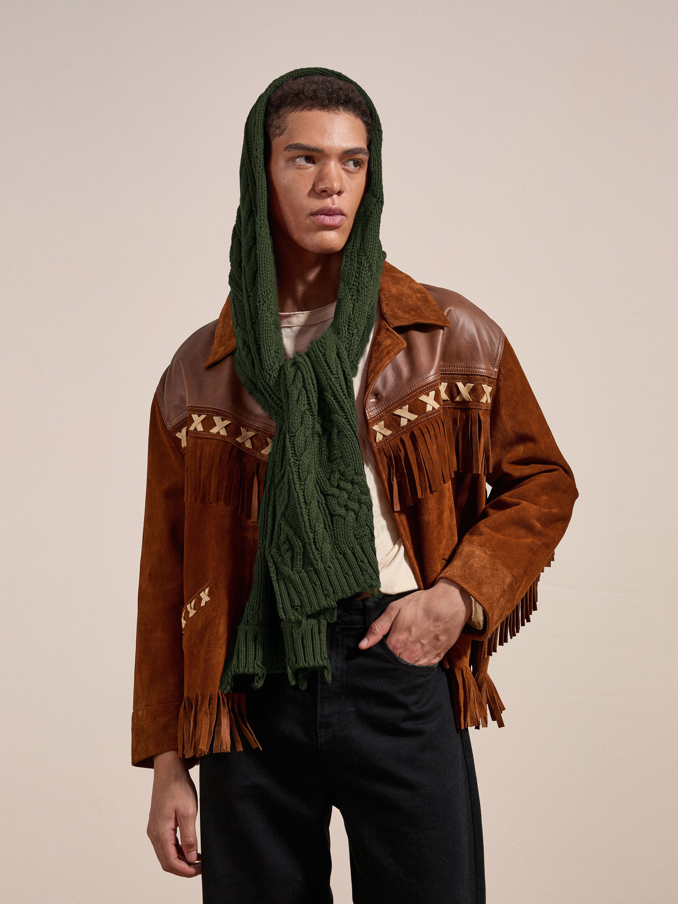 Forest Distressed Cable Knit Scarf | Modern Menswear by yycbvcnbmmnbm