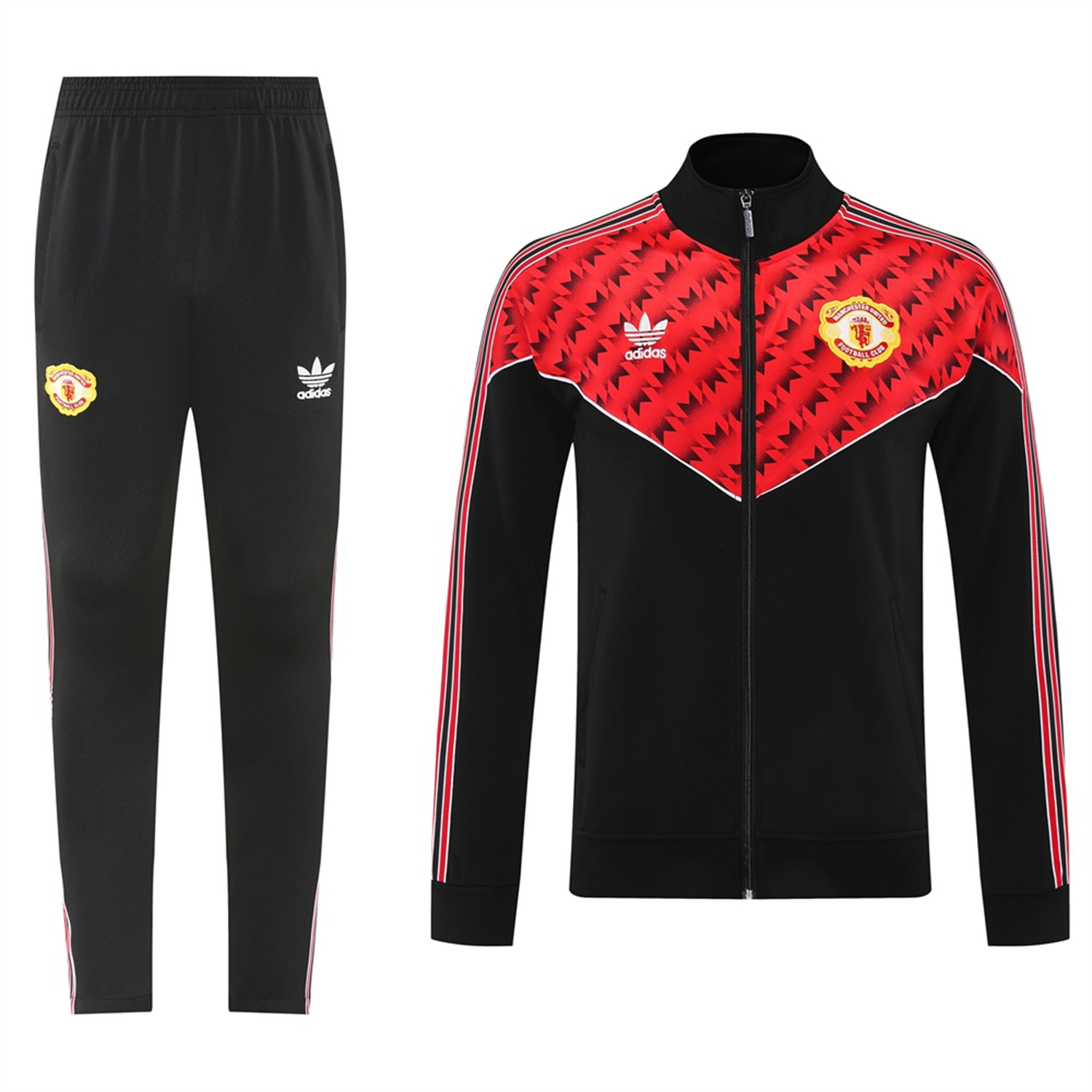 AlphaJersey-Manchester United 25-26 Bring Back 1991 Jacket Training Tracksuit - Black and Red