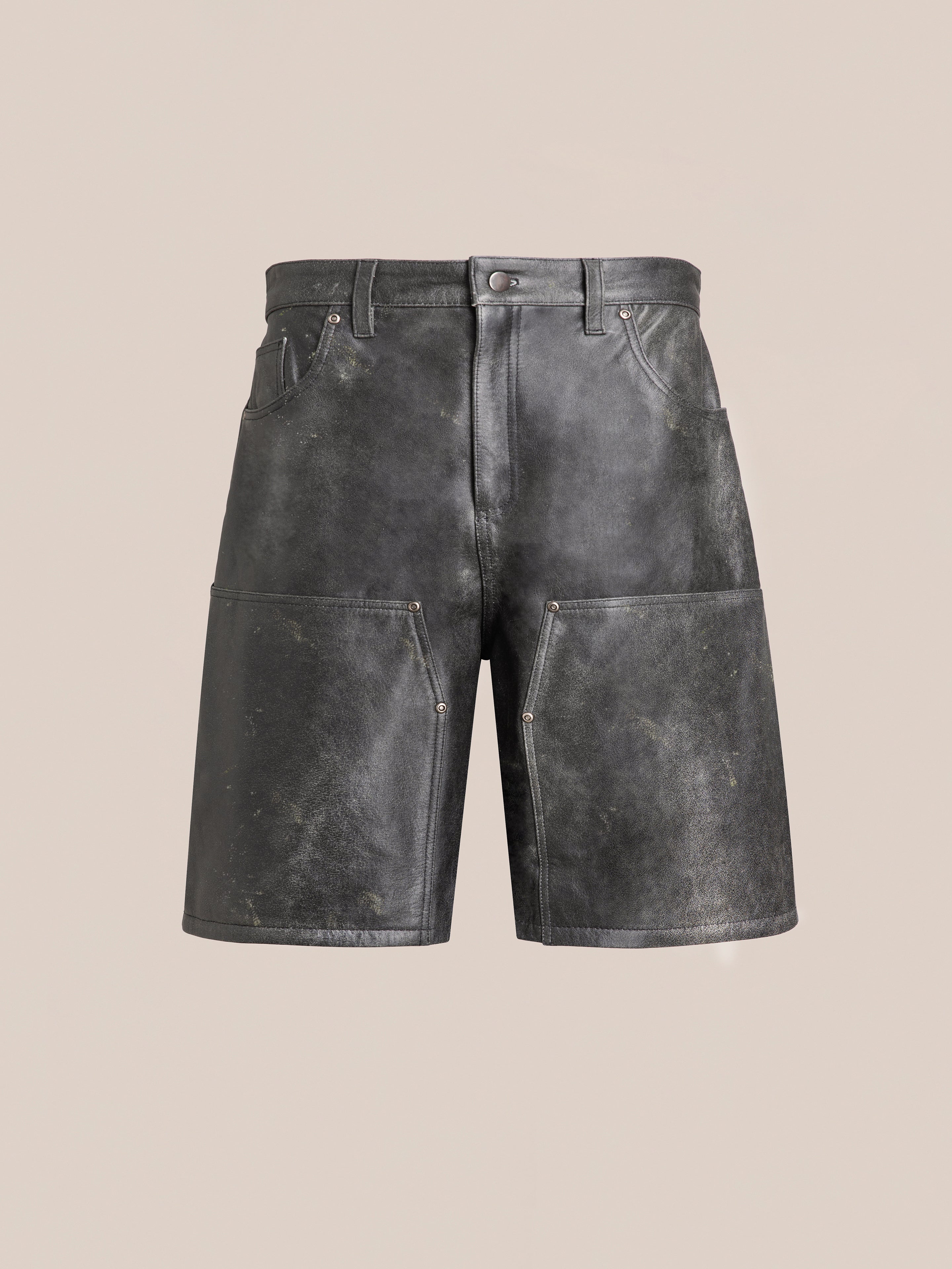 Distressed Genuine Leather Carpenter Shorts | Modern Menswear by yycbvcnbmmnbm