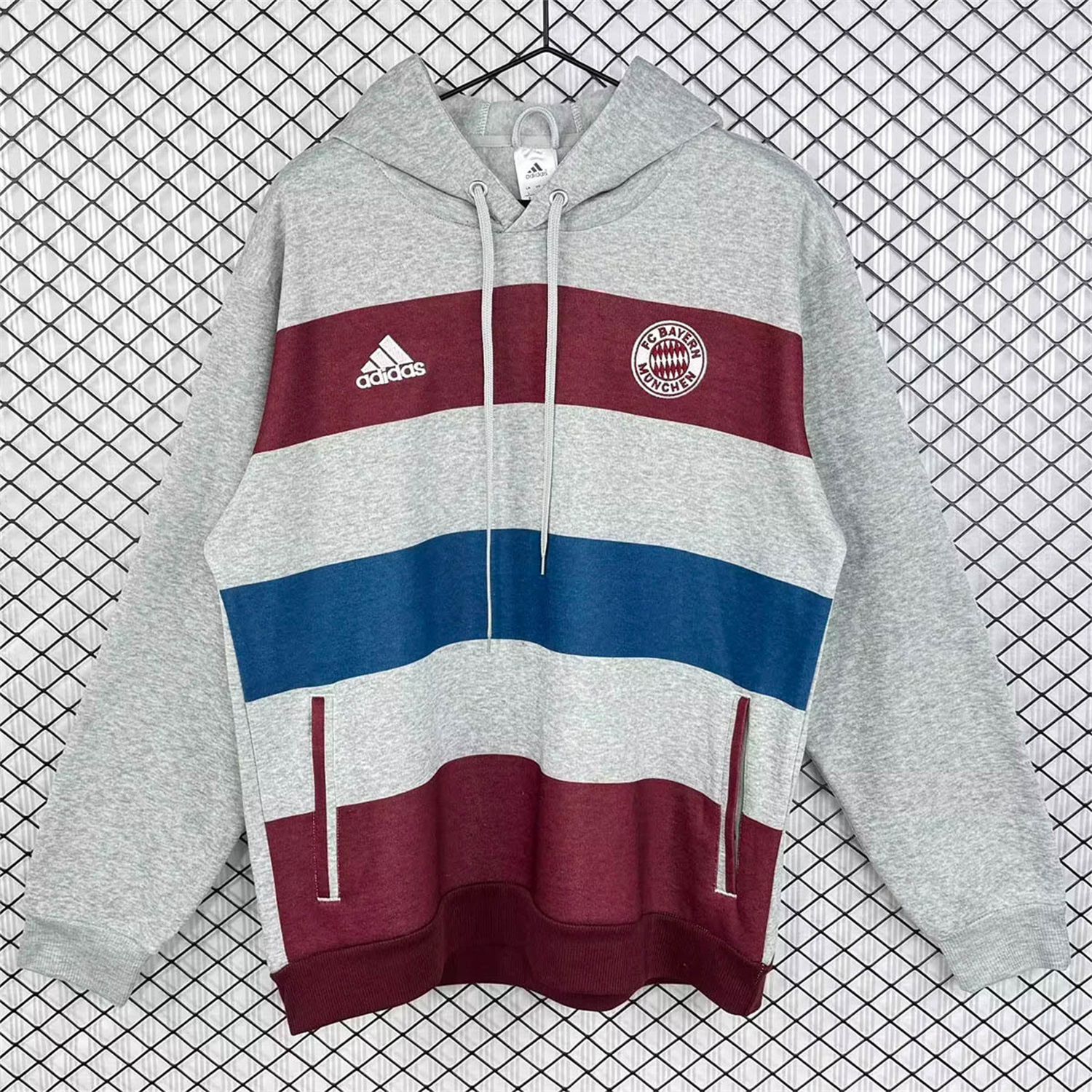 AlphaJersey-Retro Bayern Munich 2014-15 Grey Unisex Pullover Hoodie