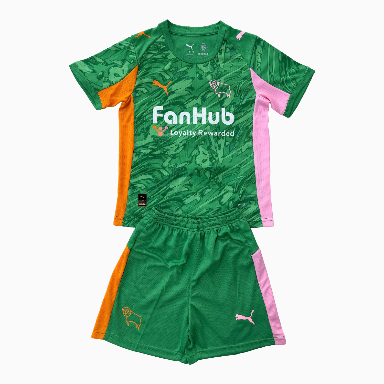 AlphaJersey-Derby County 25-26 Green Goalkeeper Kids Kit