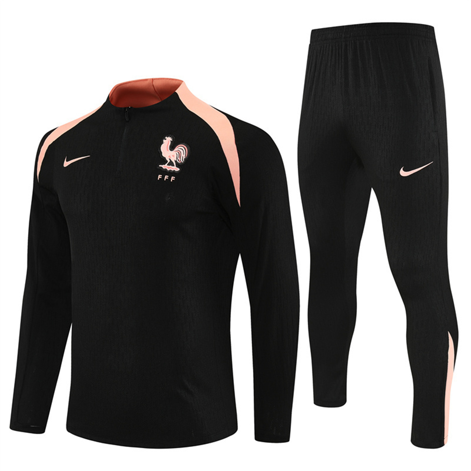 AlphaJersey-France 25-26 Long Sleeve Training Set - Player Version - Black Top and Pants