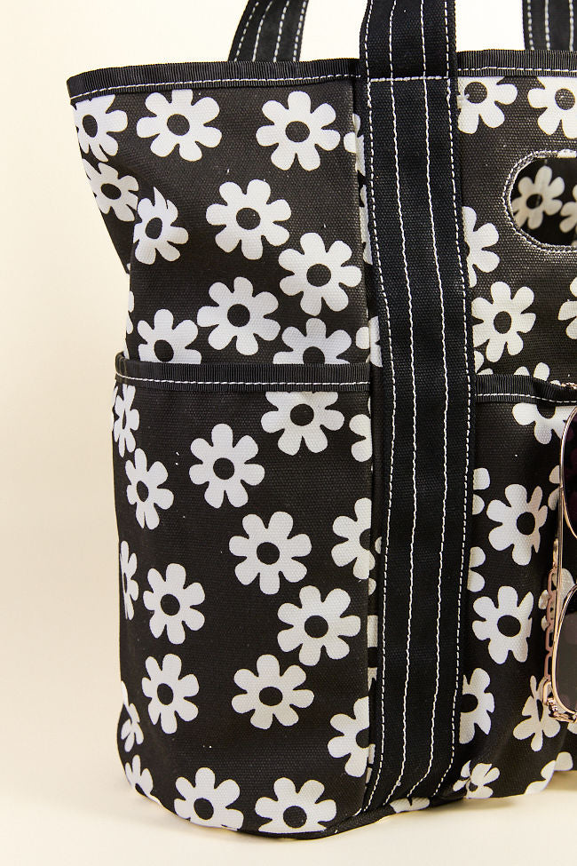 Daisy Daydreams Black Canvas Tote DOORBUSTER | Elegant Women's Fashion by coolavocek