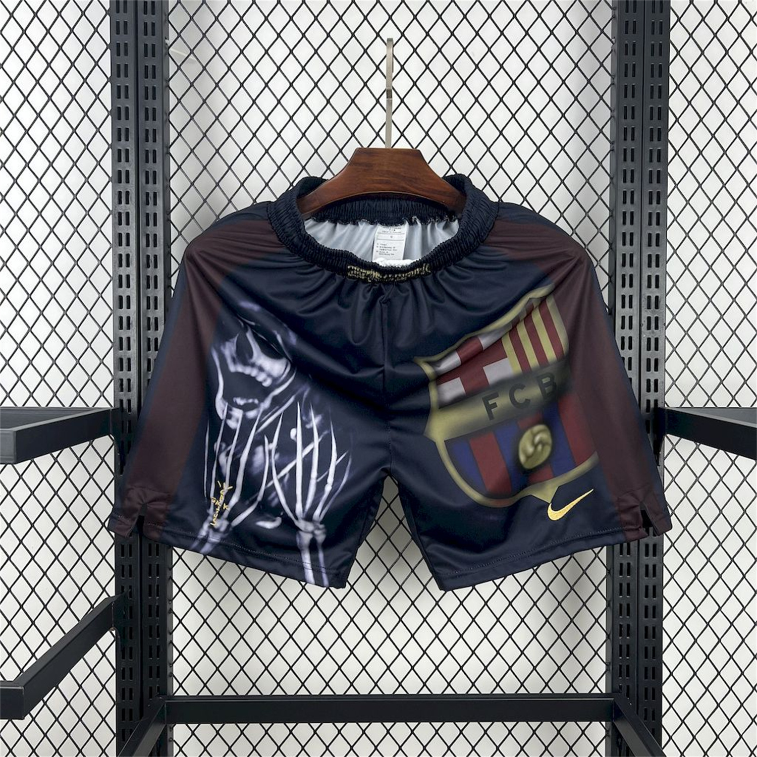 AlphaJersey-Barcelona x Travis Scott 25-26 Black Skeleton Shorts