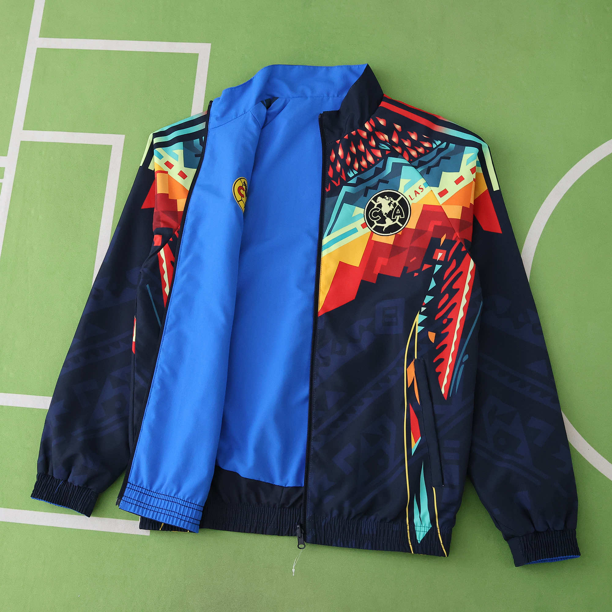 AlphaJersey-Club América 25-26 Throwback Double Sided Reversible Windbreaker - Blue & Black