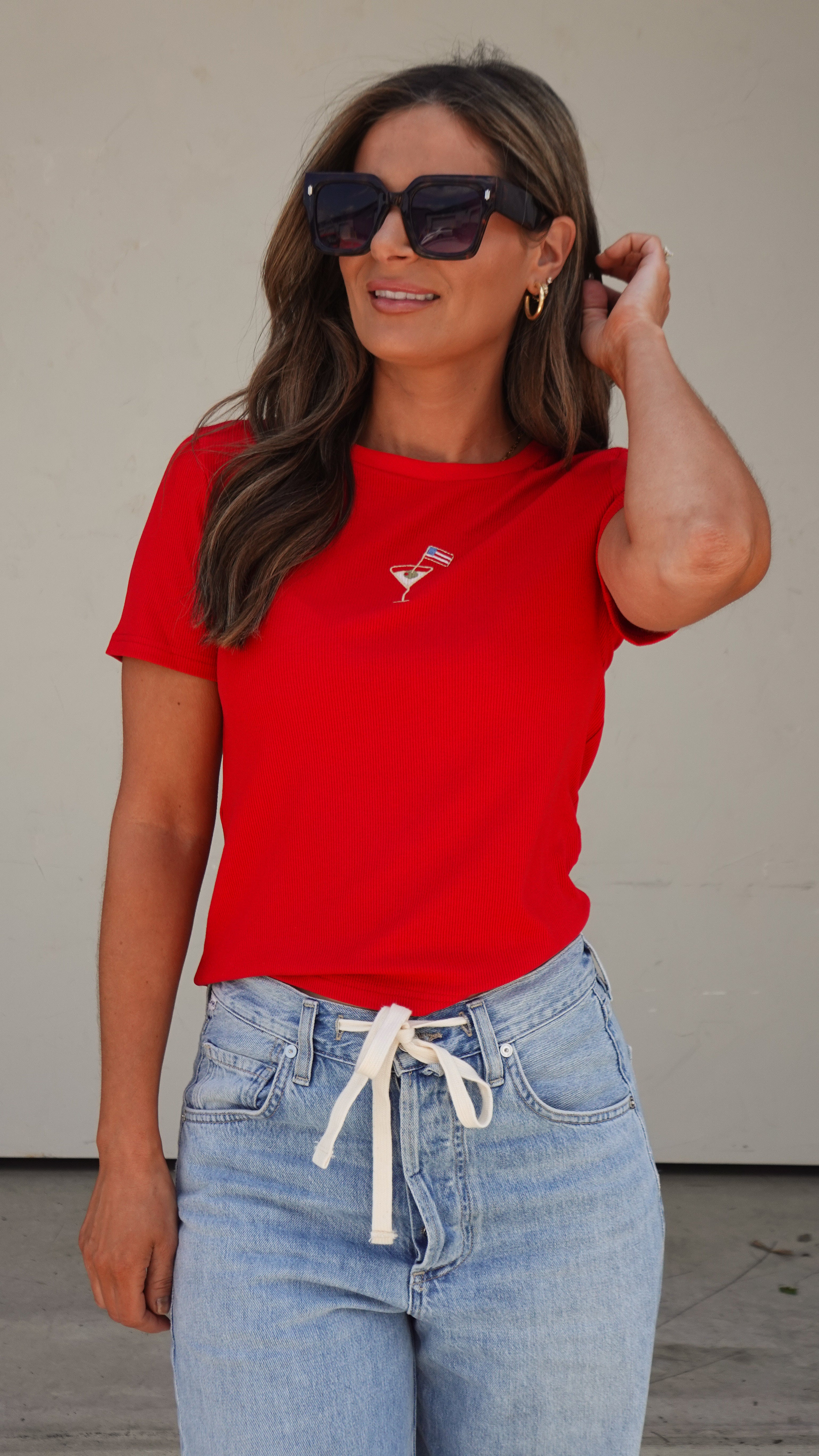Red USA Martini Tee | Elegant Women's Fashion by coolavocek