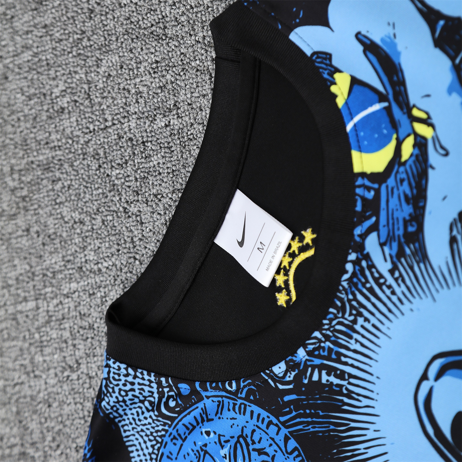 AlphaJersey-Brazil 25-26 Blue Jesus Statue Short-Sleeve Training Set - Blue Top & Black Shorts