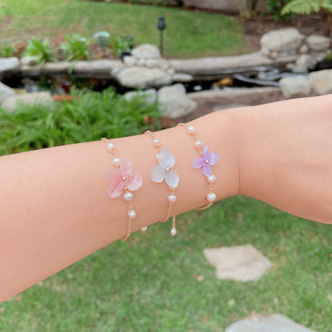 hydrangea flower pearl bracelet