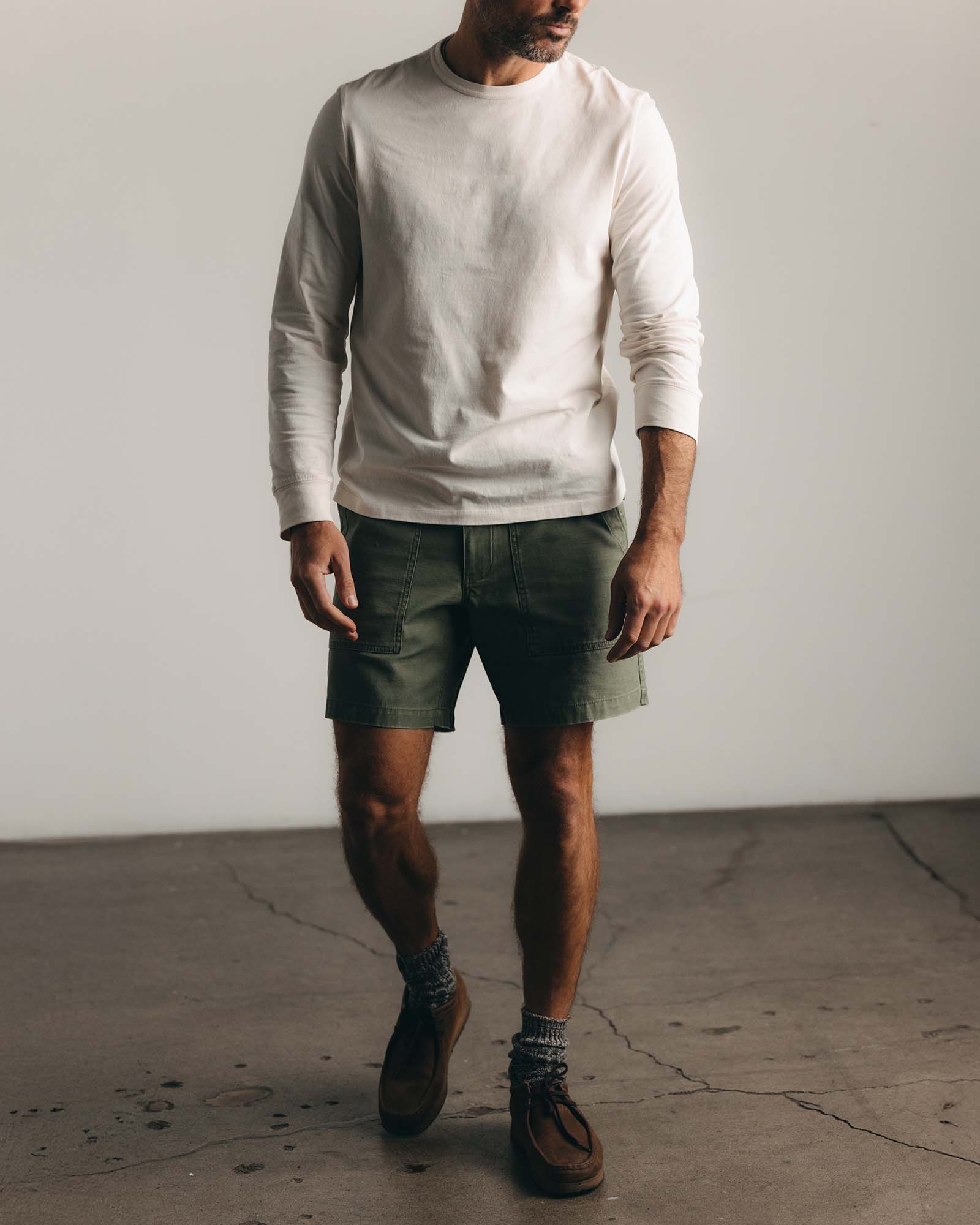 The Organic Cotton Long Sleeve Tee in Vintage White | Modern Menswear by yycbvcnbmmnbm