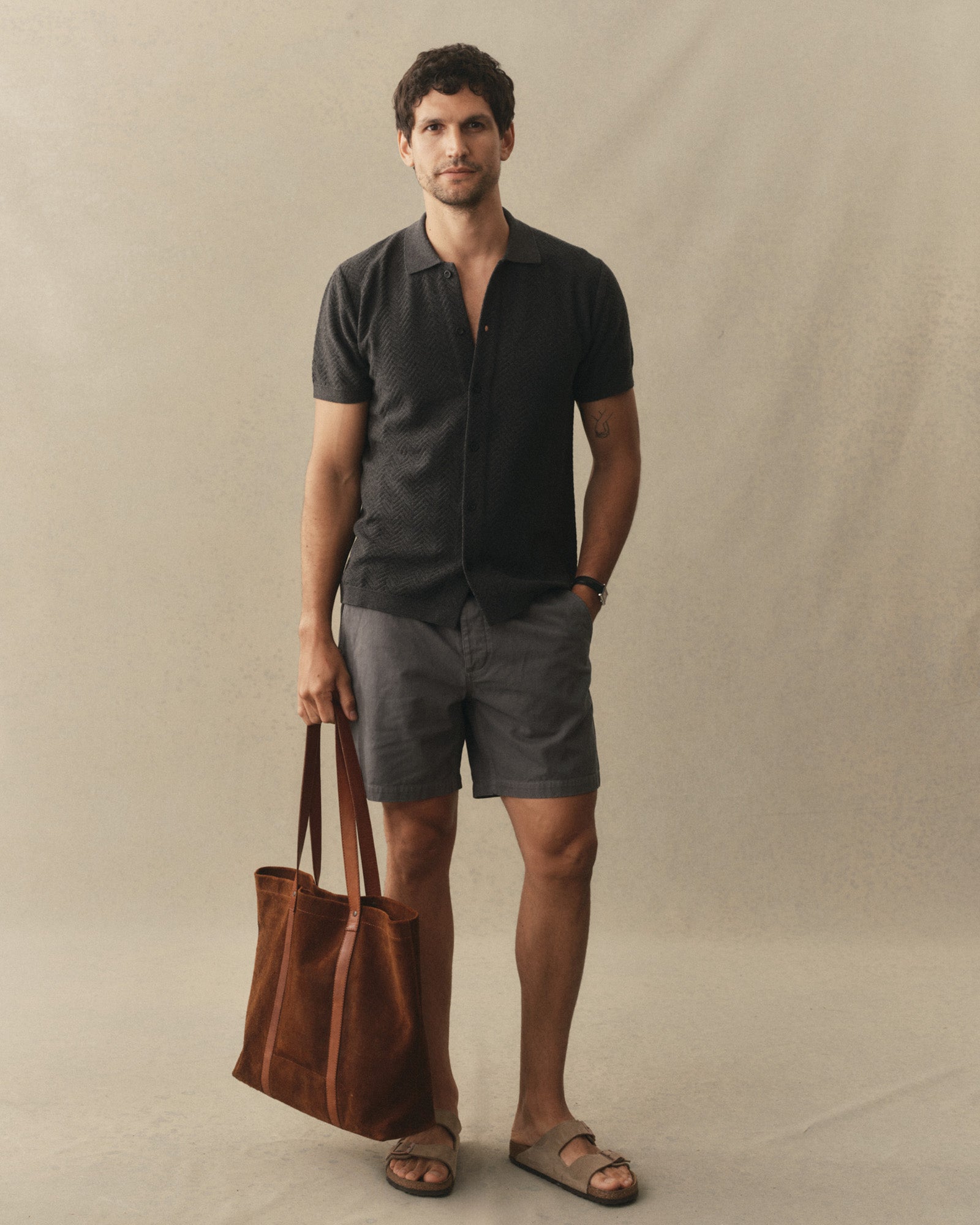 The Button Down Polo in Charcoal Herringbone | Modern Menswear by yycbvcnbmmnbm