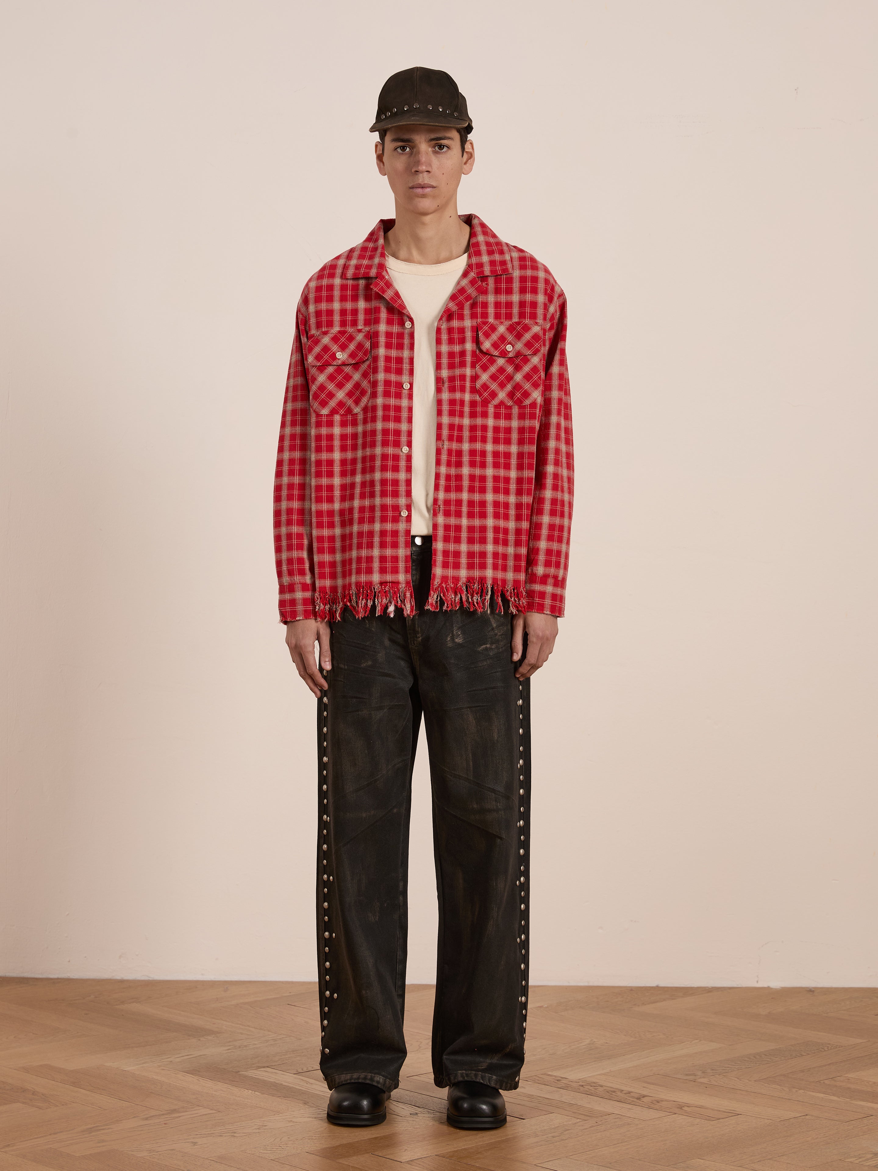 Raw Cut Fringe Plaid Camp Shirt | Modern Menswear by yycbvcnbmmnbm